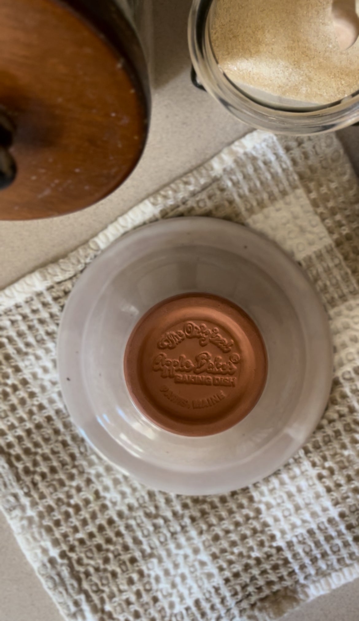 Blue and White Pottery Apple Baker Baking Dish