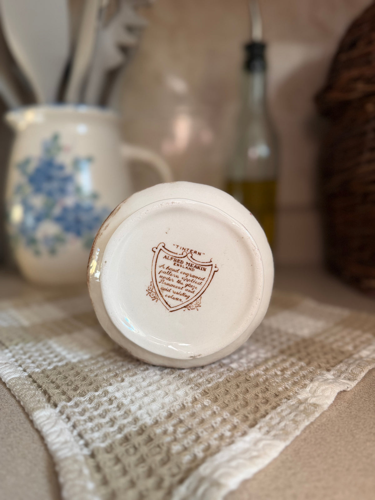 Brown Transferware Pitcher made in England