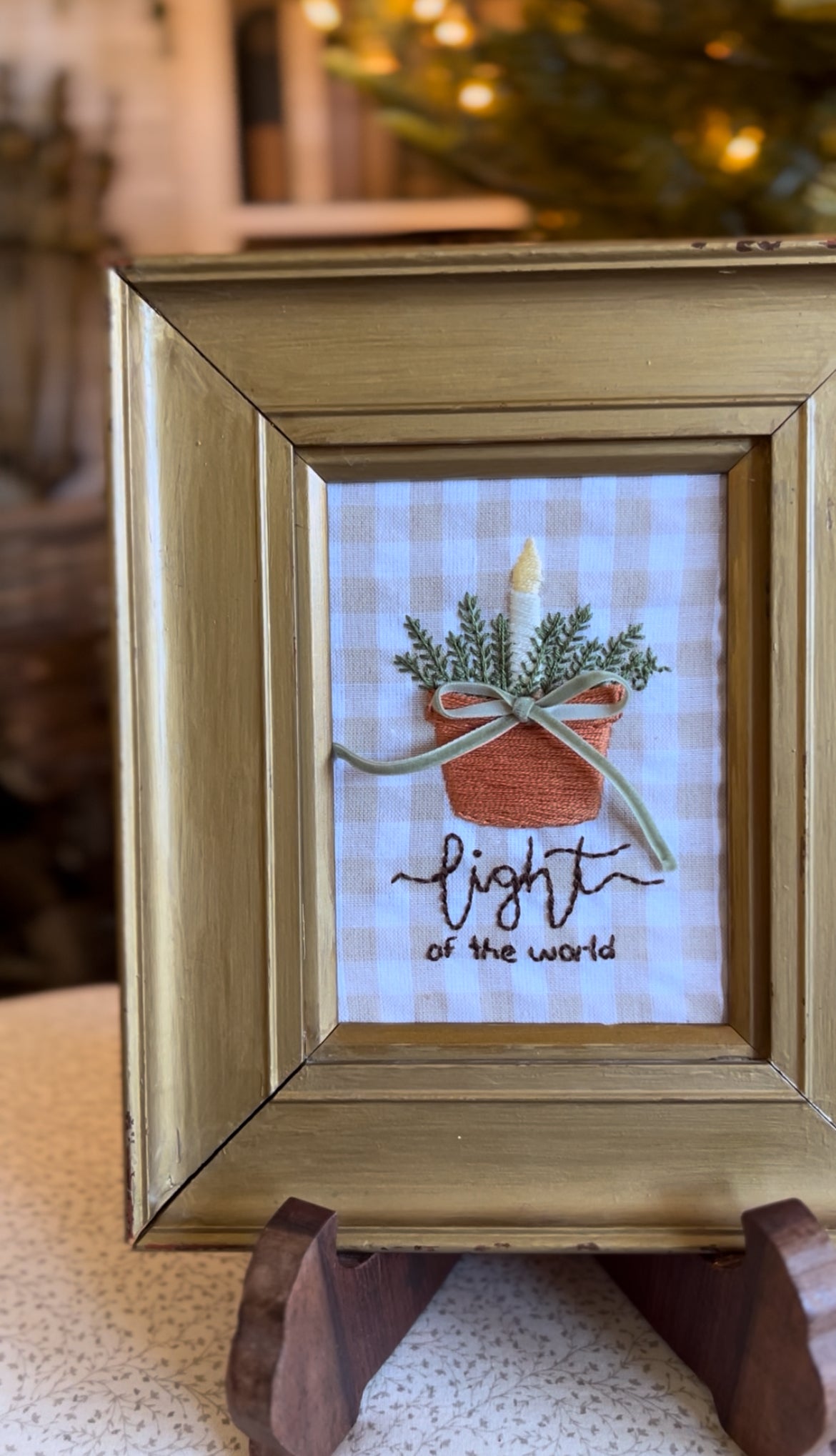 “Light of the world” Terracotta Pot Framed Embroidery
