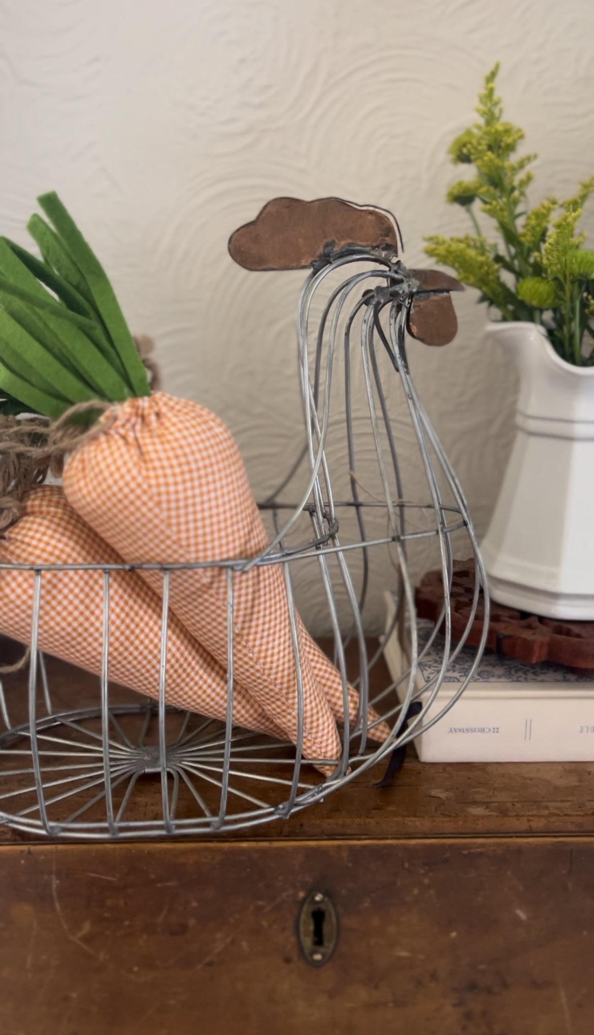 Rooster Egg Basket (fabric carrots included)