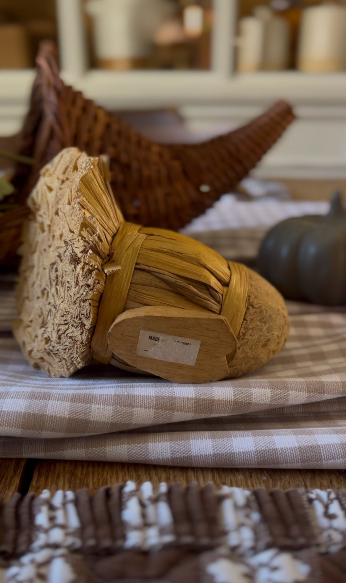 Vintage Straw and Wood Turkey