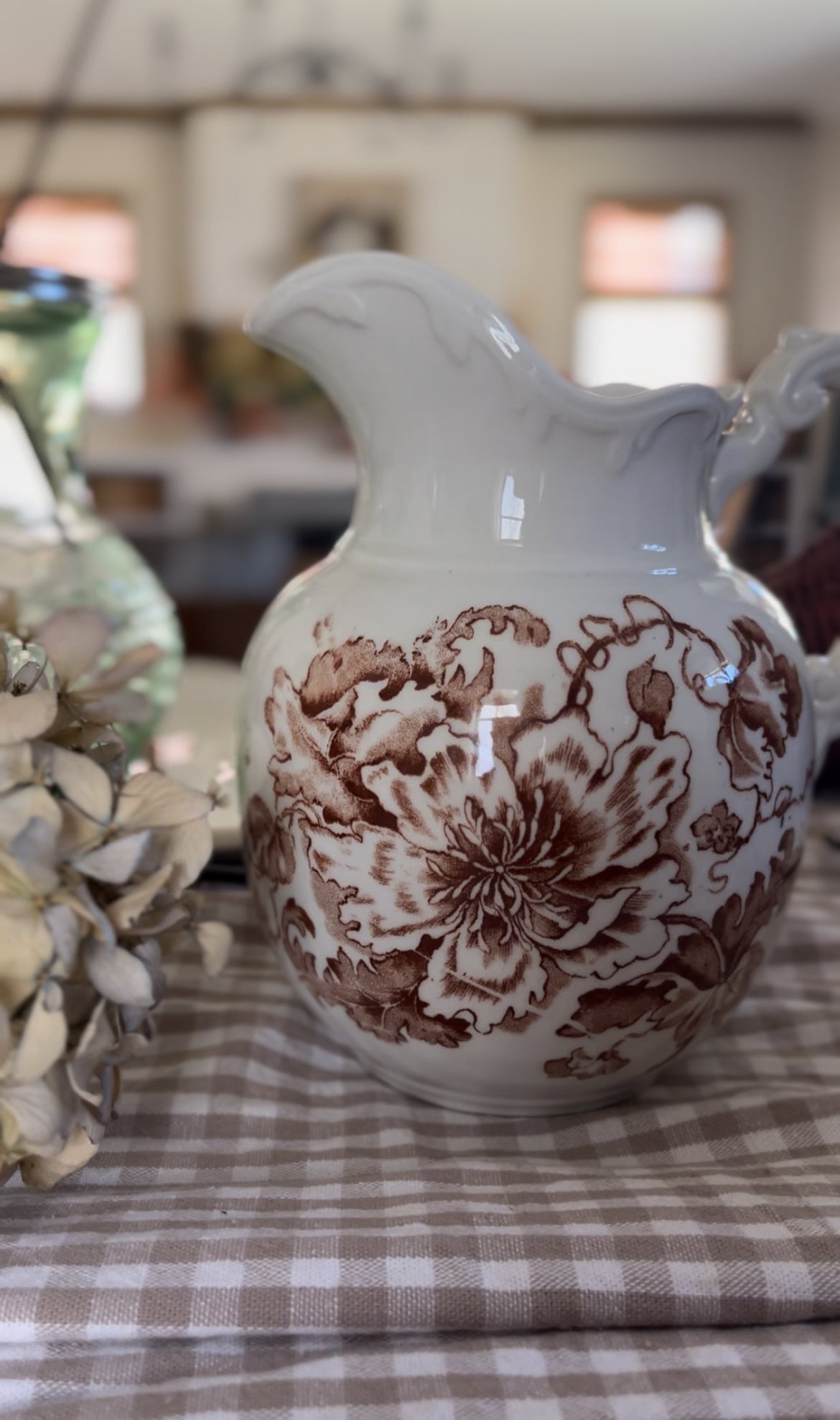 Brown Floral Pitcher