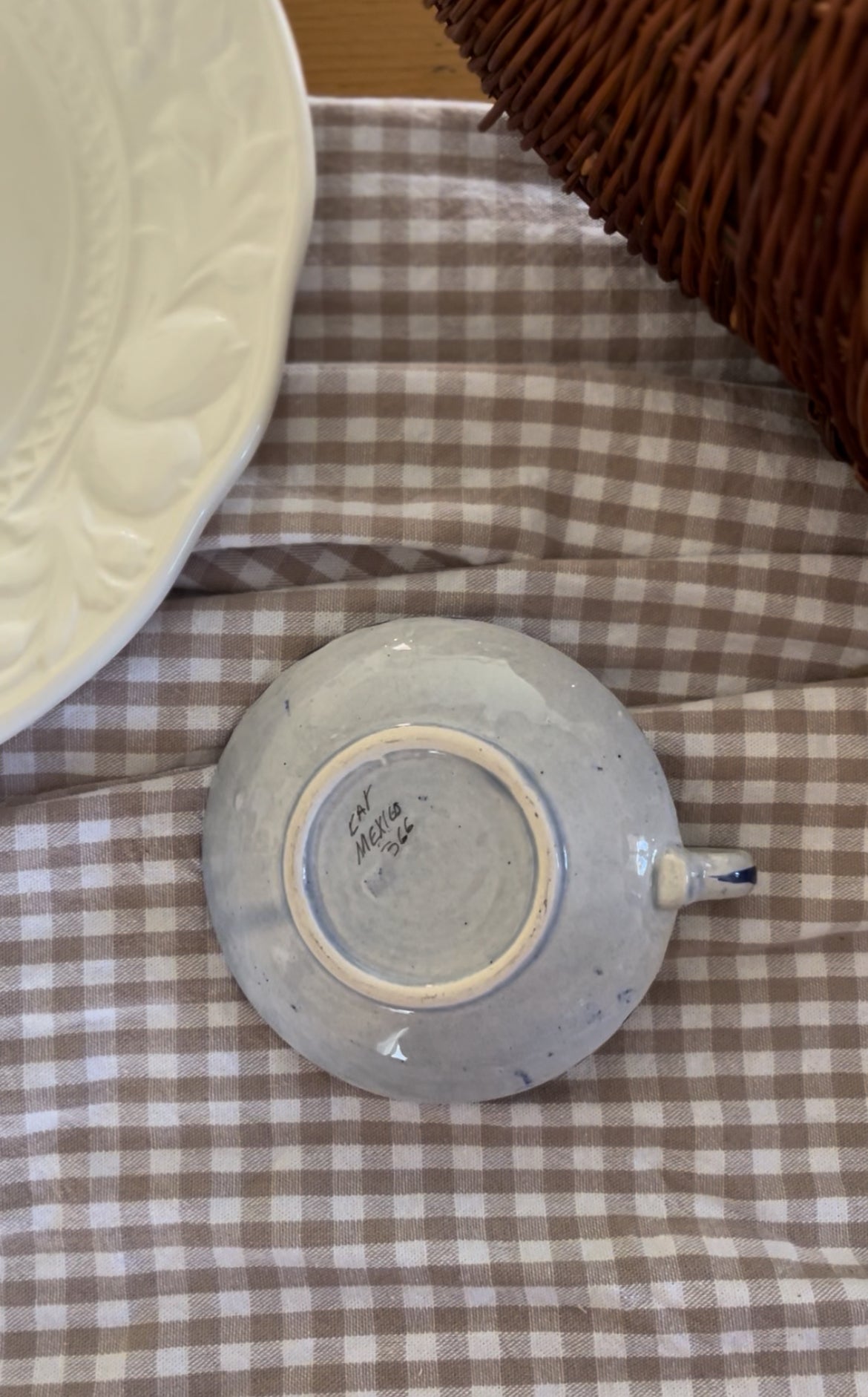 Blue and White Candle Holder made in Mexico