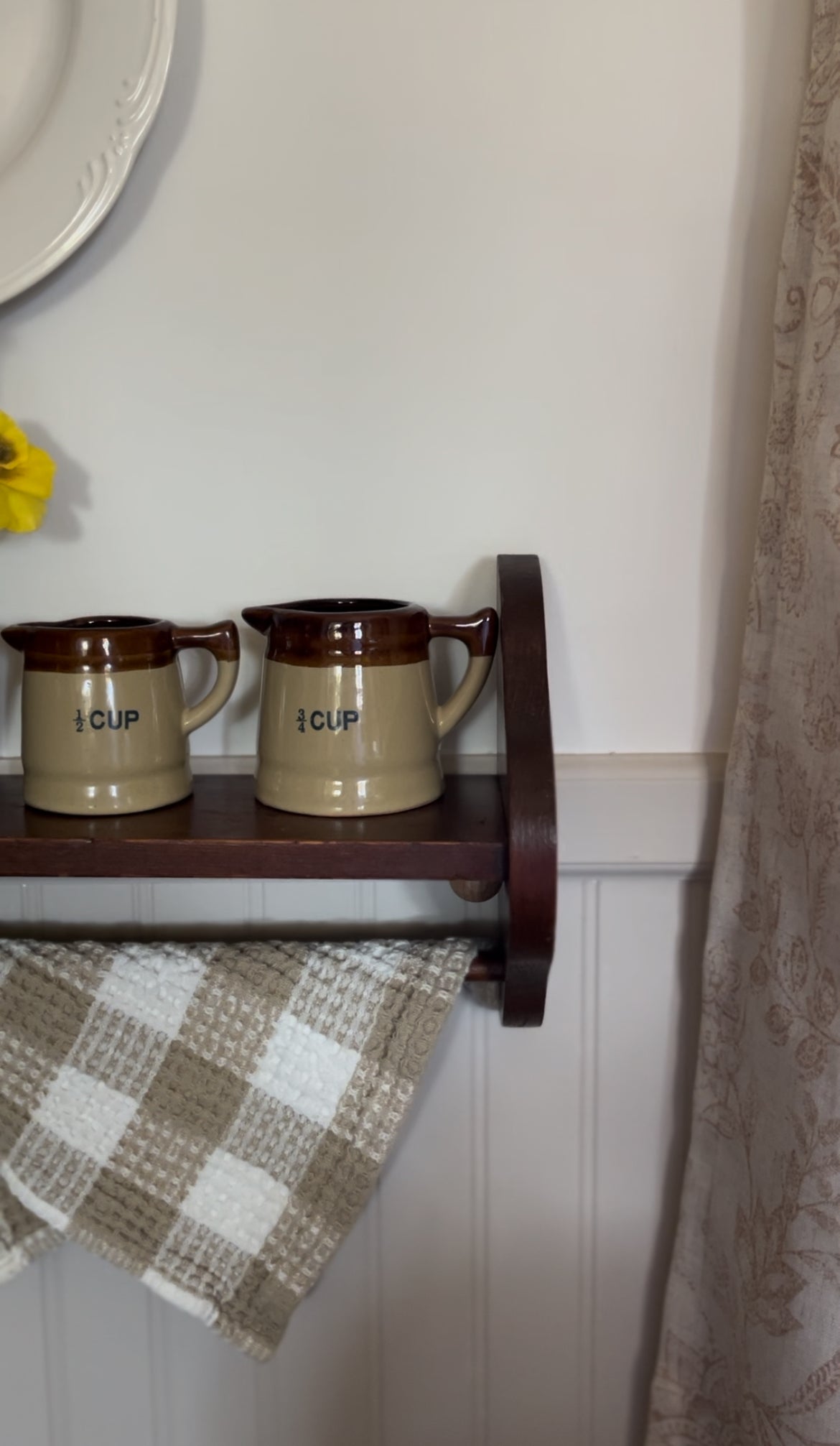 Wooden Wall Shelf with Towel Bar