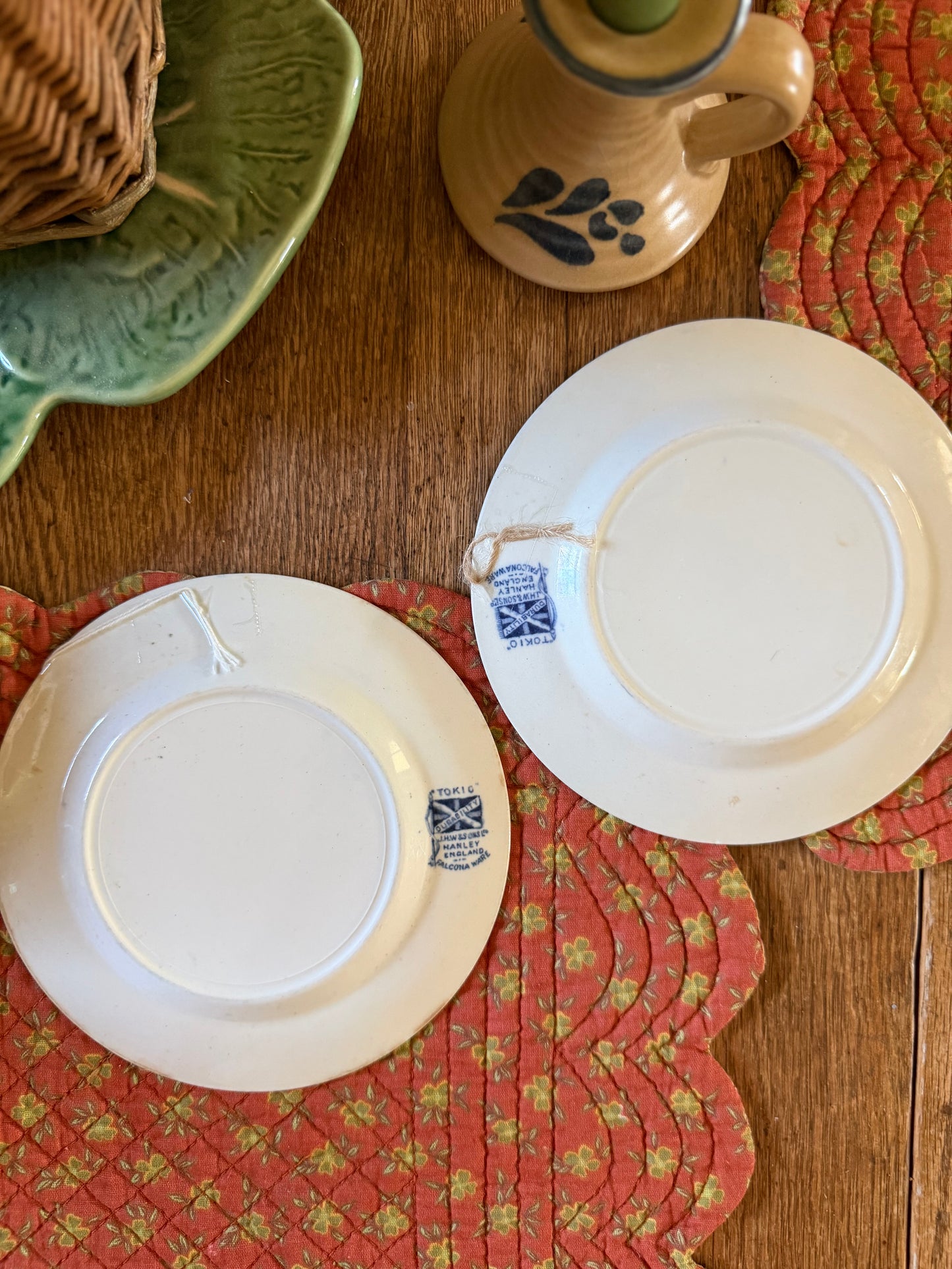 Set of 2 Blue and White Dessert Plates made in England