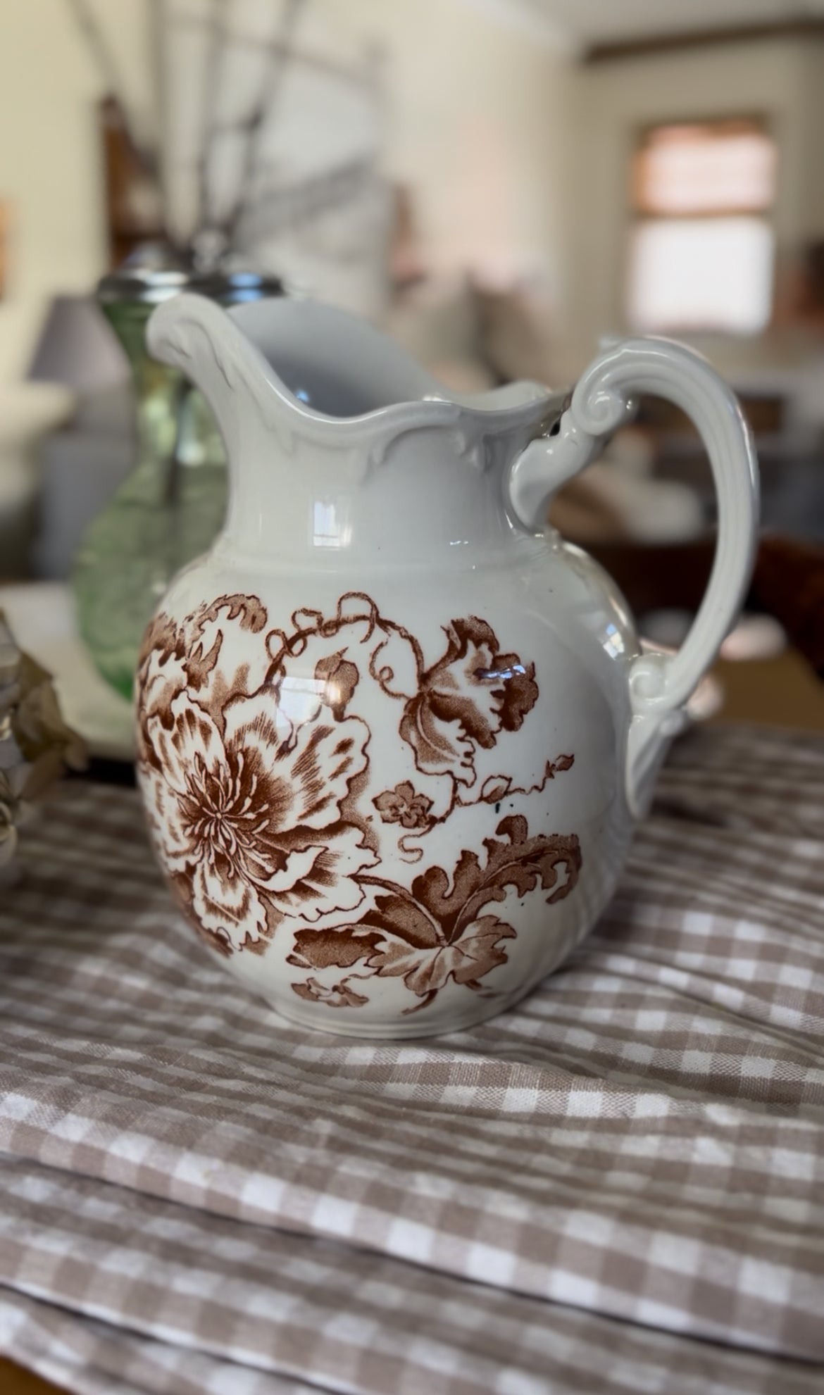 Brown Floral Pitcher