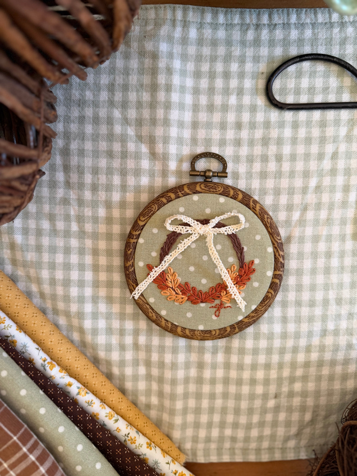 Fall Wreath Embroidery Magnet