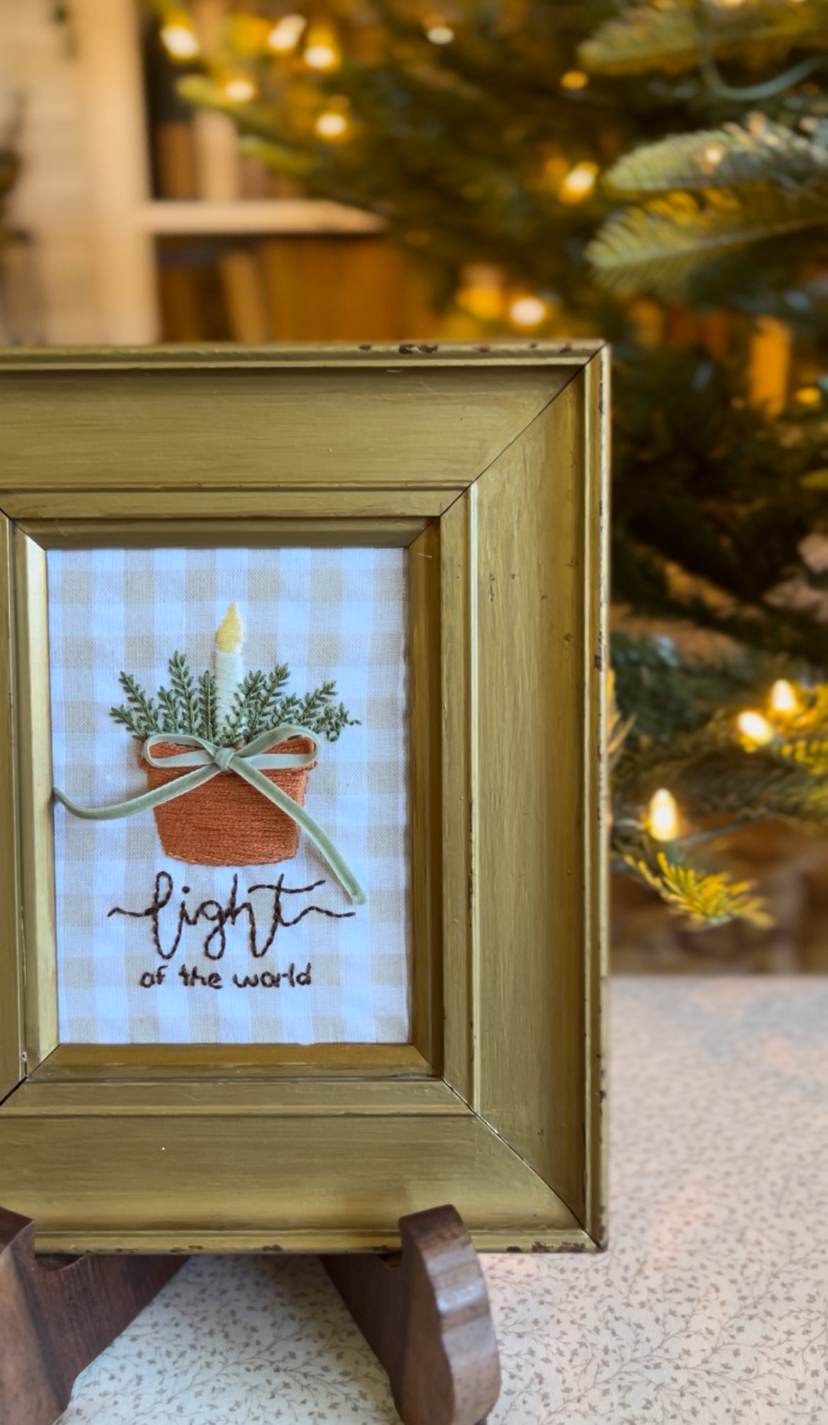 “Light of the world” Terracotta Pot Framed Embroidery