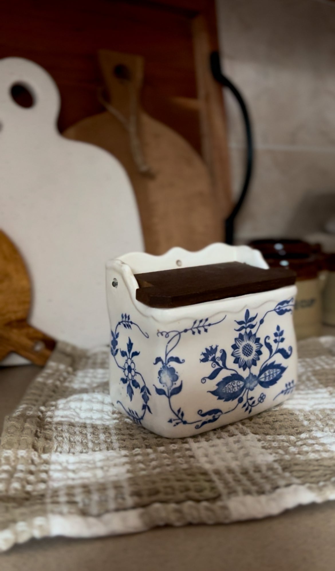 Vintage Blue Danube Wall Mount Salt Cellar Box