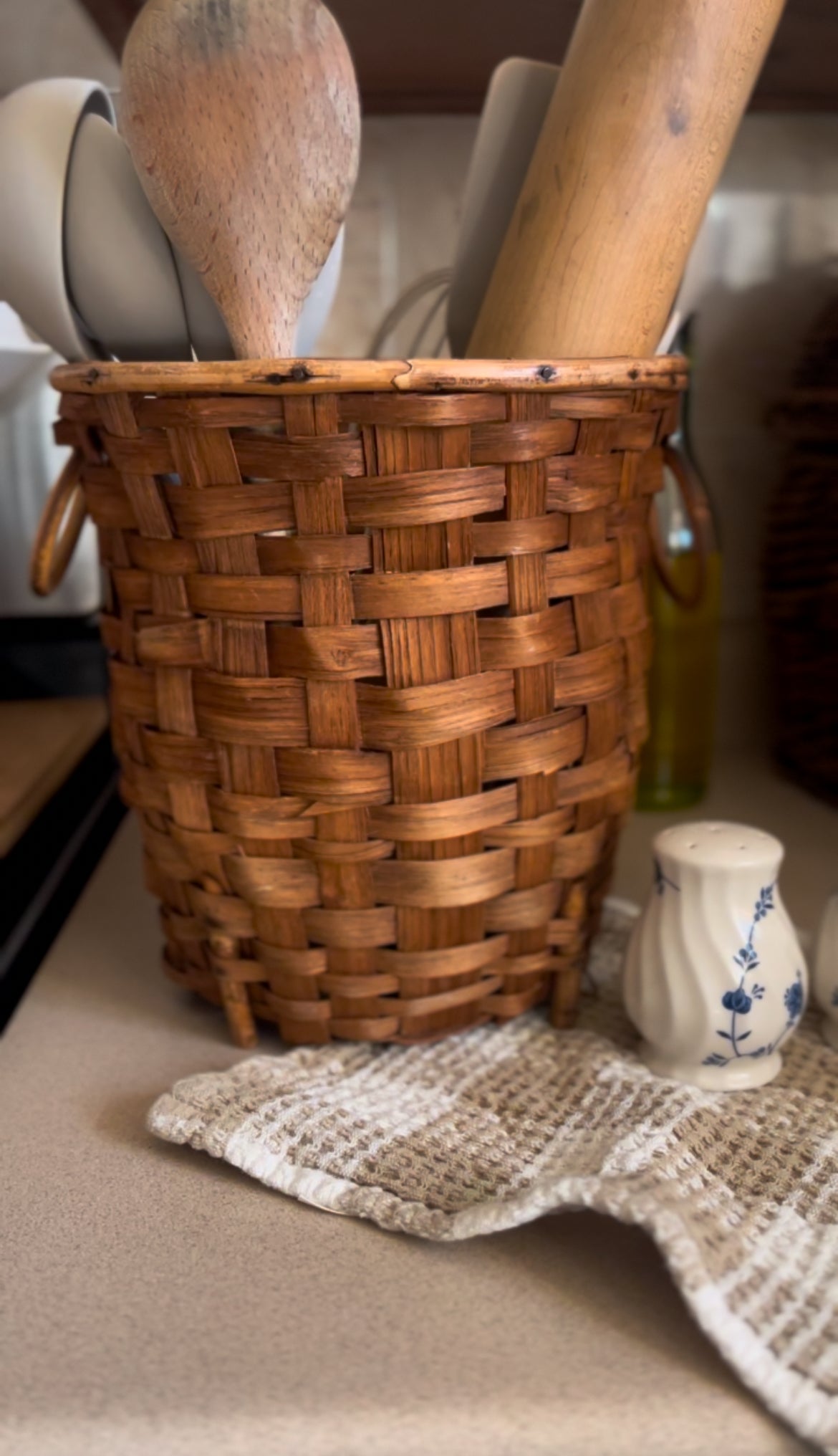Woven Footed Basket with Handles