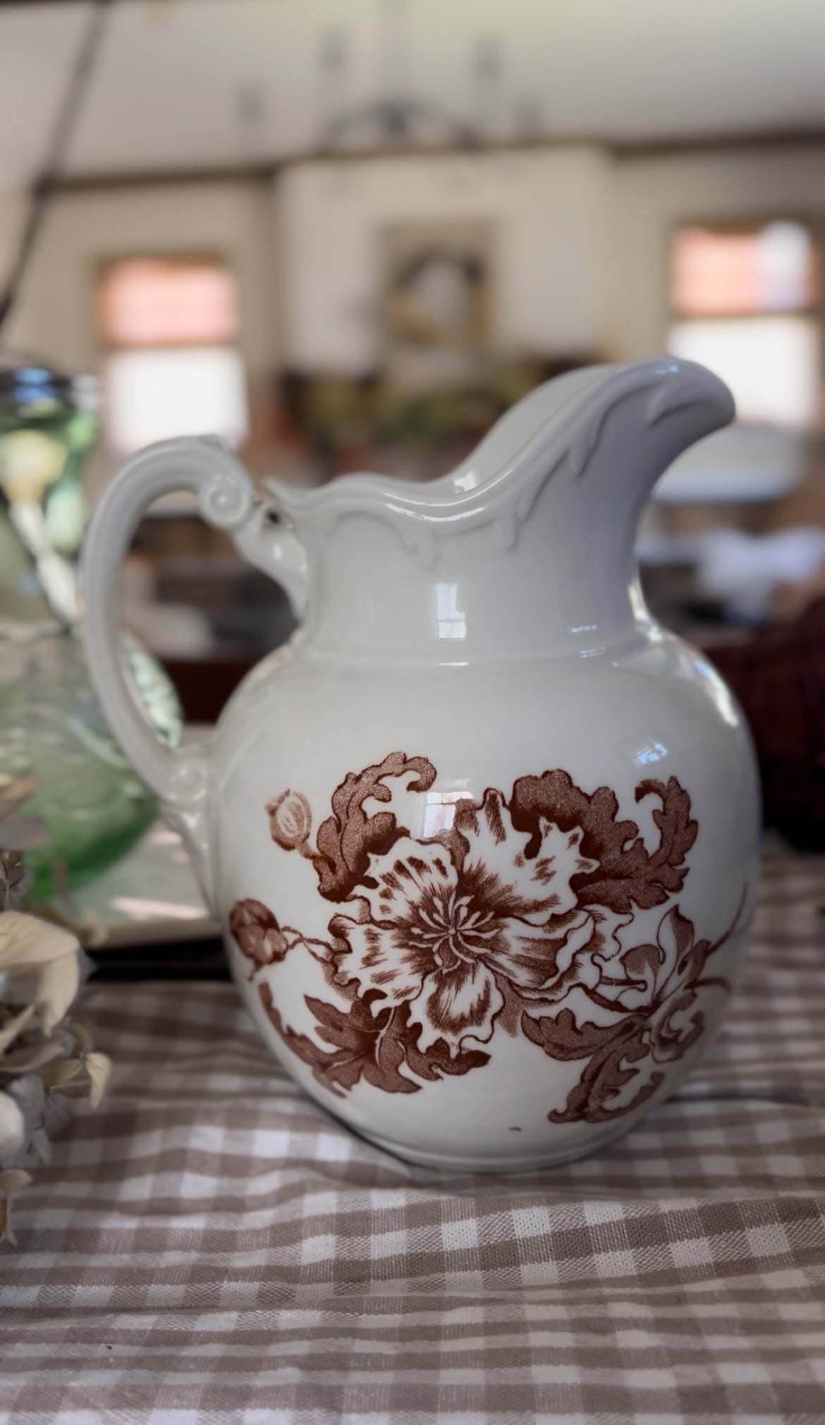 Brown Floral Pitcher