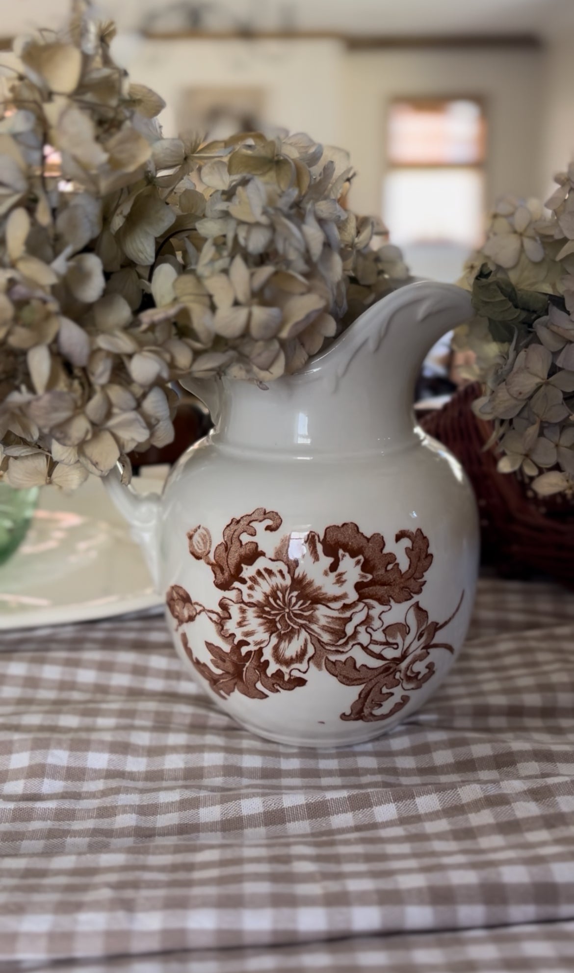 Brown Floral Pitcher