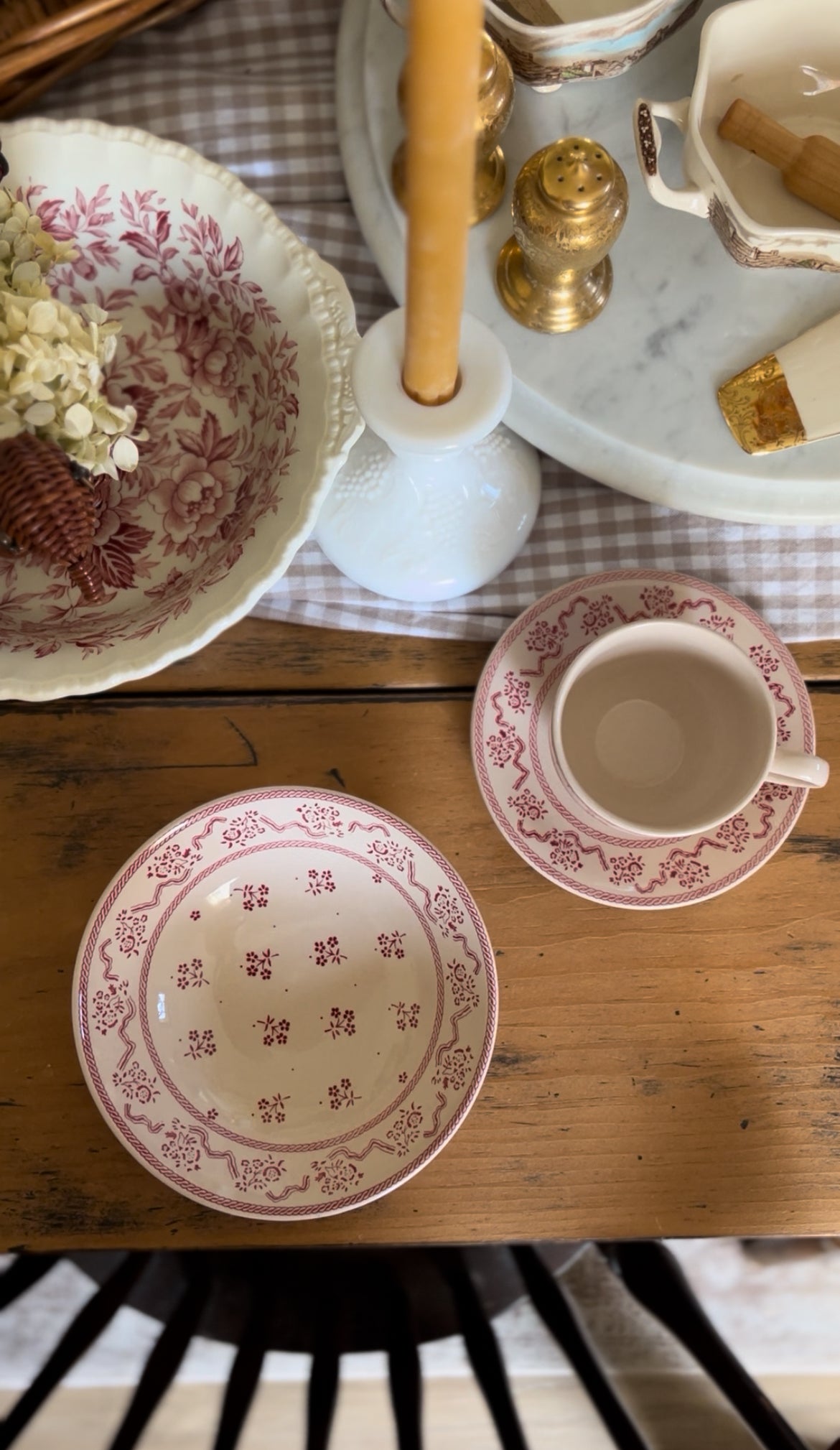 Petite Fleur Johnson Bros Red Floral English Ironstone Dishes (sold separately)