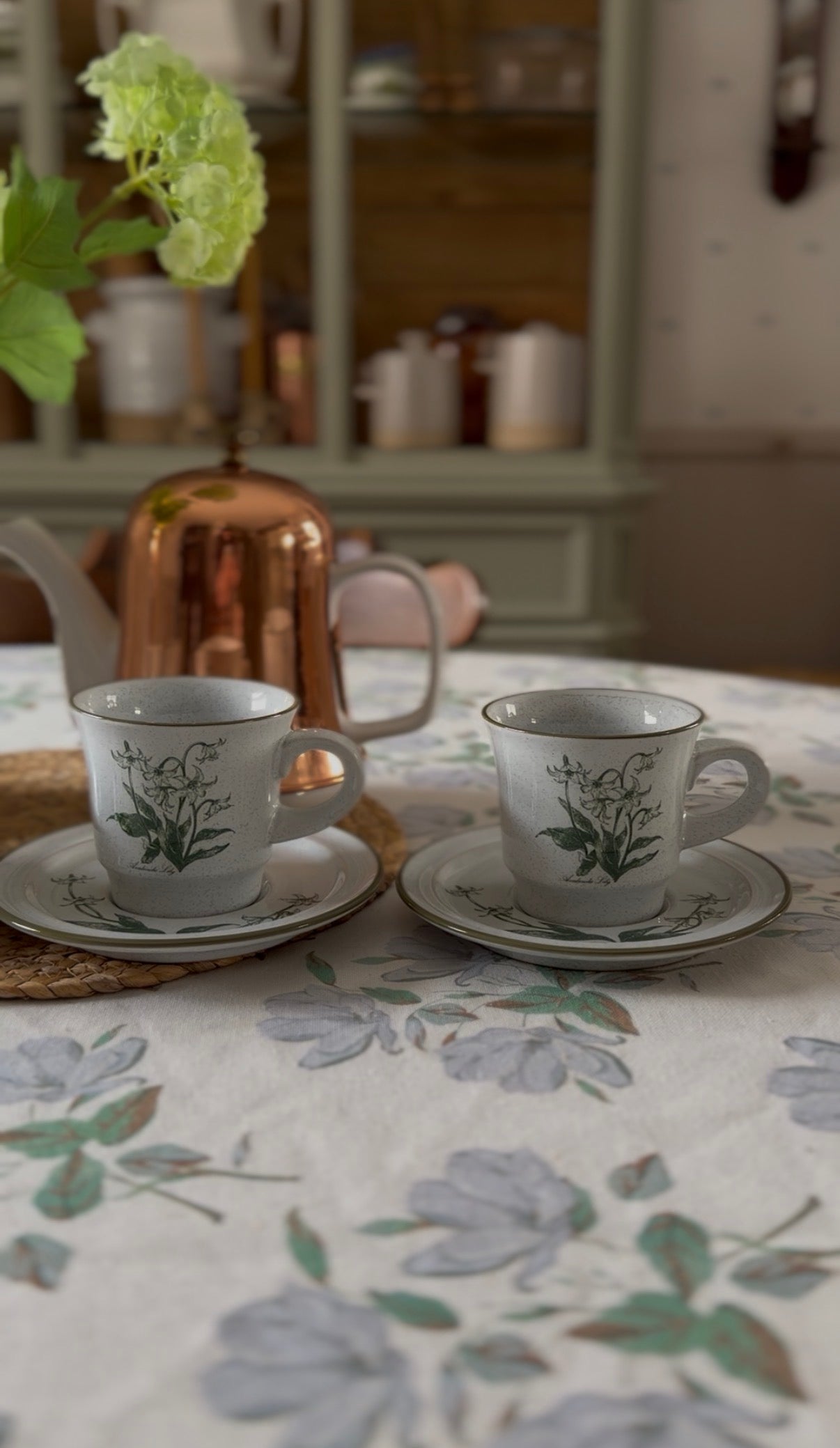 Noritake Stoneware Lily Teacups and Saucers (2 left)