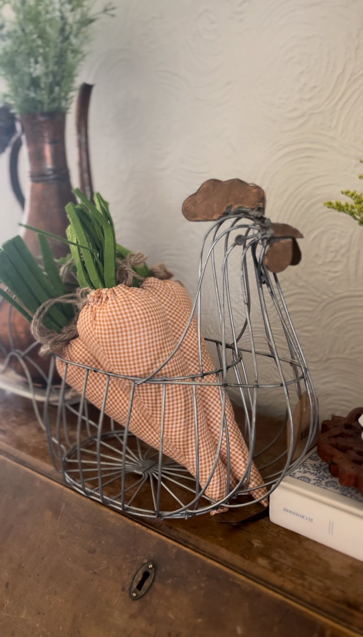 Rooster Egg Basket (fabric carrots included)