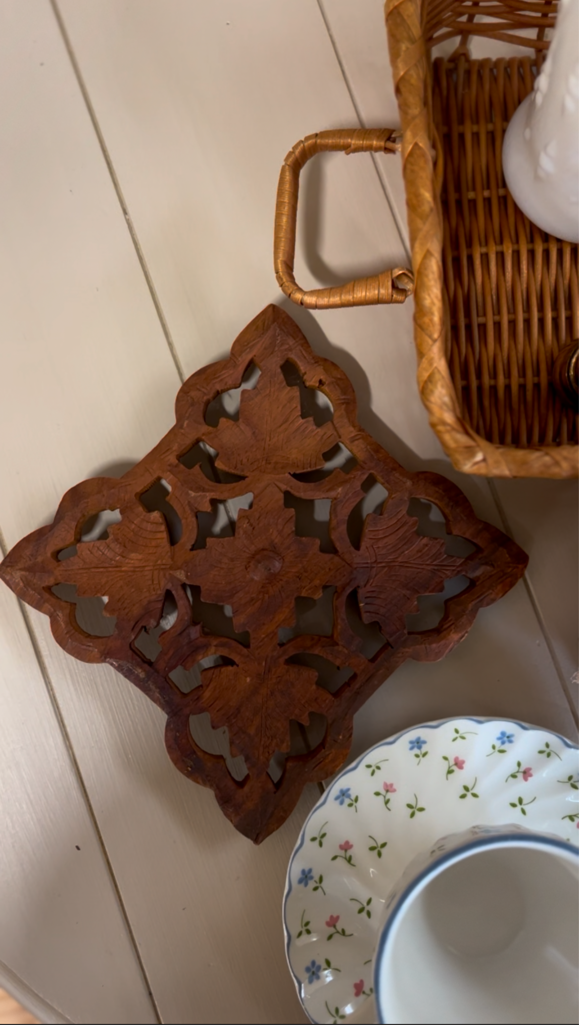 Square Carved Wooden Trivet