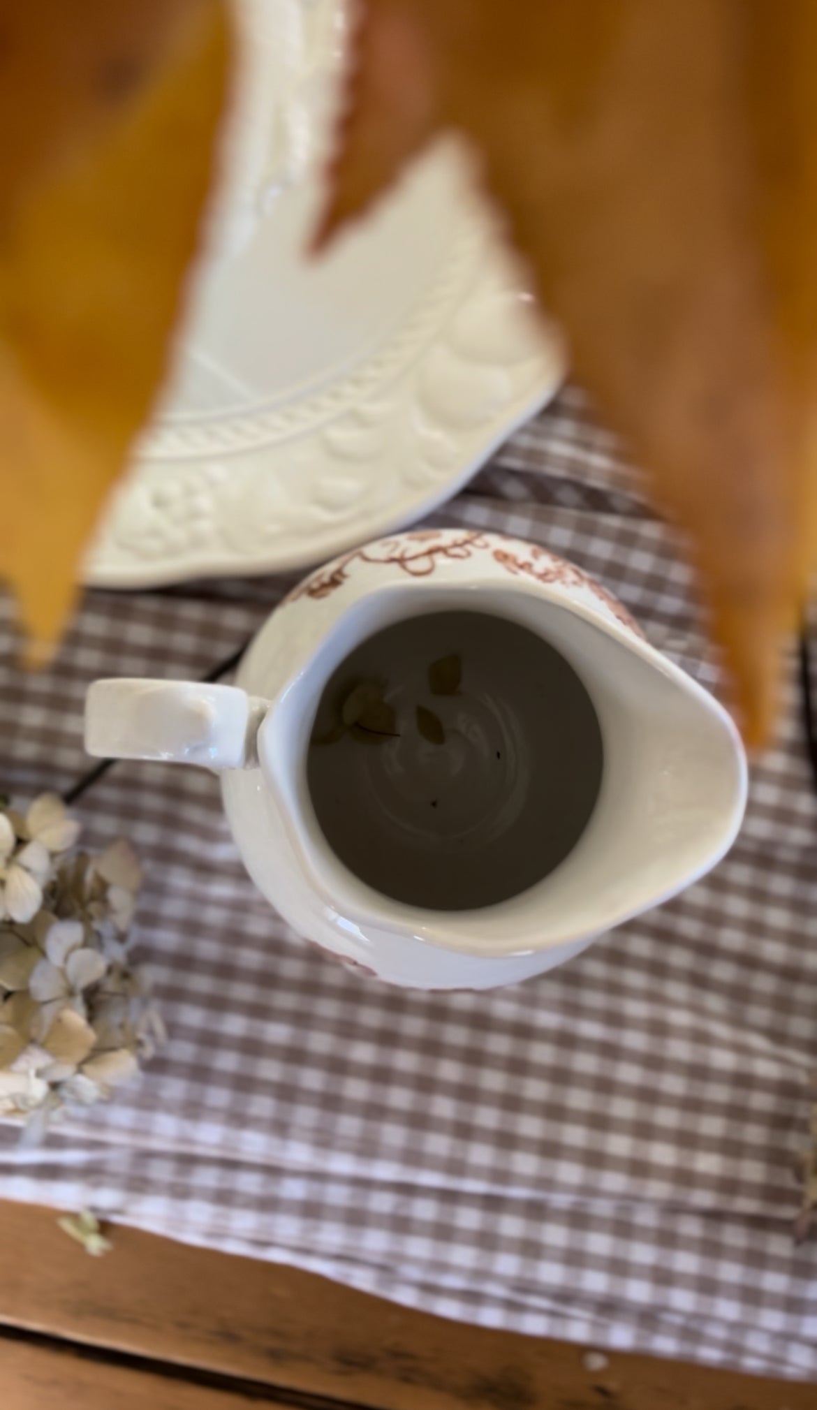 Brown Floral Pitcher