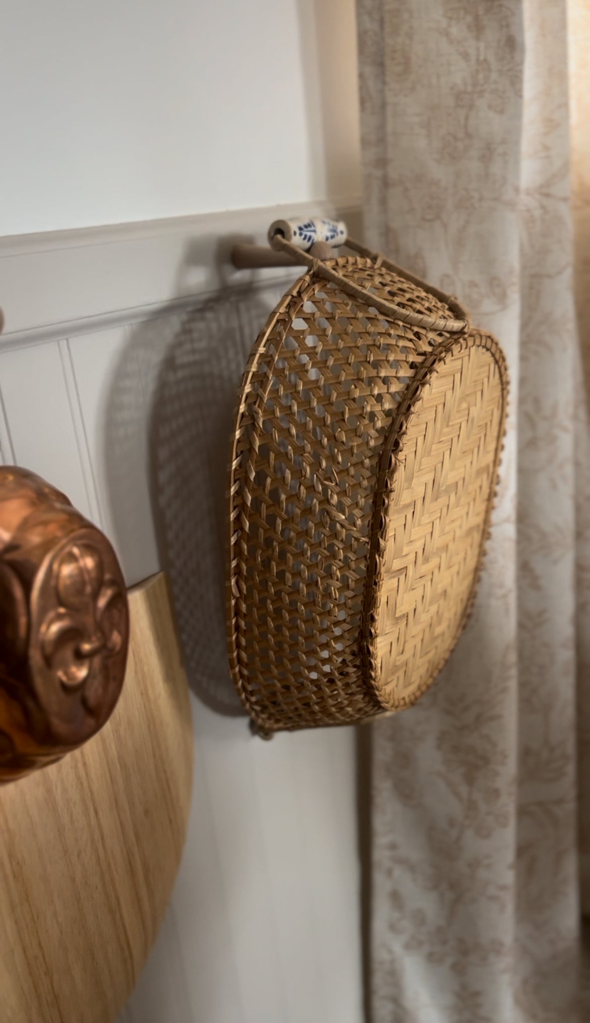 Basket with Blue and White Handles