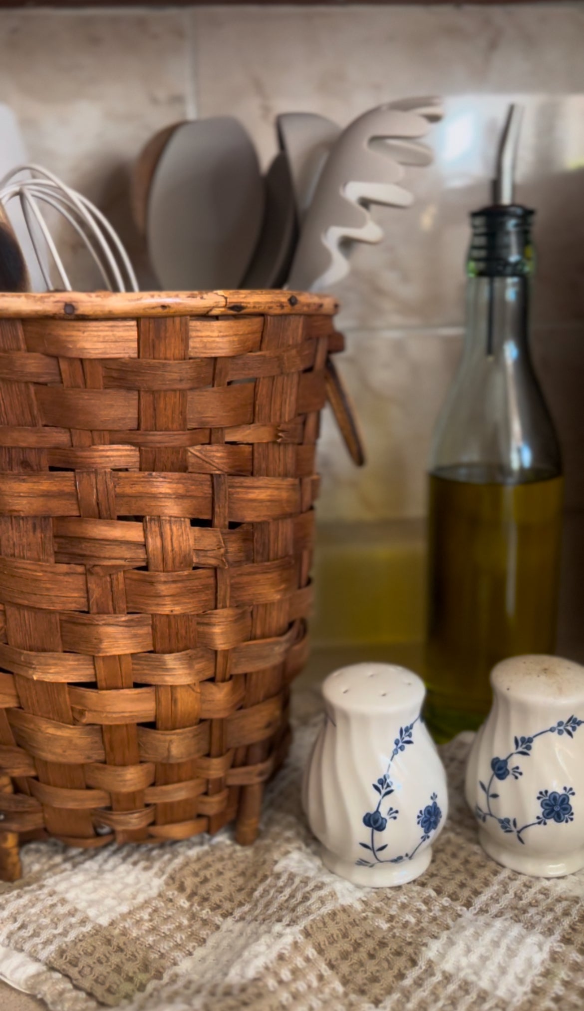 Woven Footed Basket with Handles