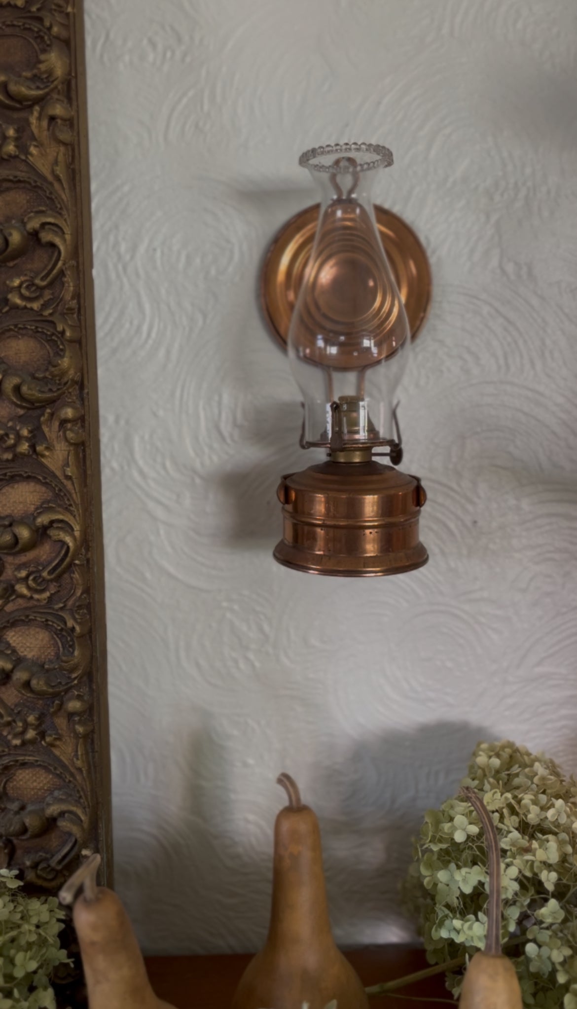 Copper Hurricane Oil Lamp Wall Hanging