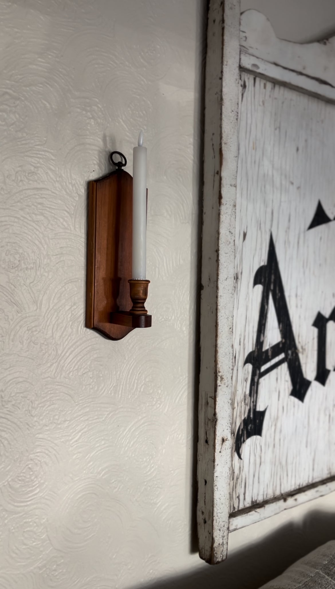 Set of Two Wooden Sconces (*candle not included)