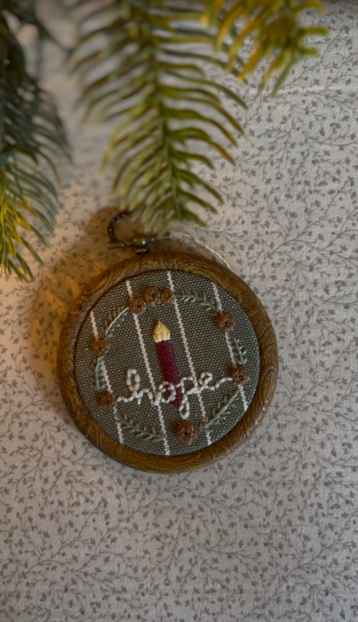Small "Hope" Advent Candle Embroidery Ornament