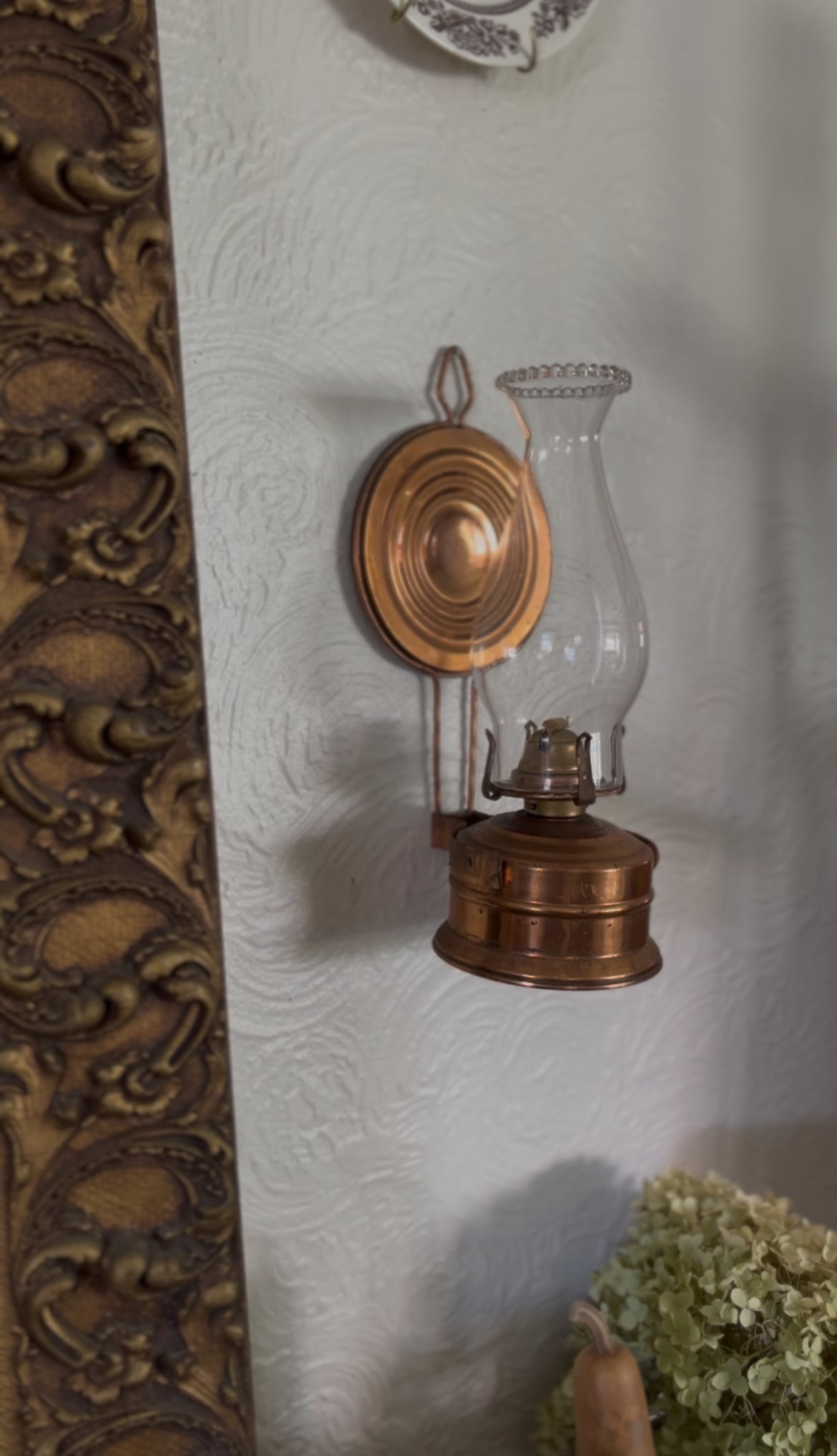 Copper Hurricane Oil Lamp Wall Hanging