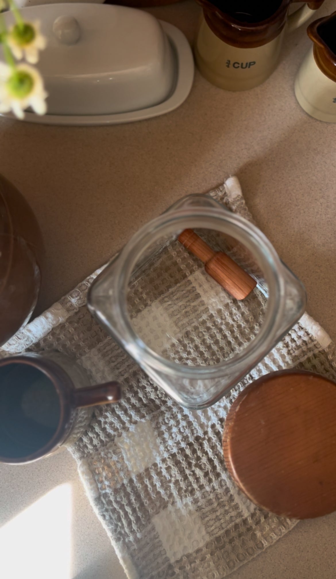 Glass Canister with Solid Wood Lid (small wooden spoon included)