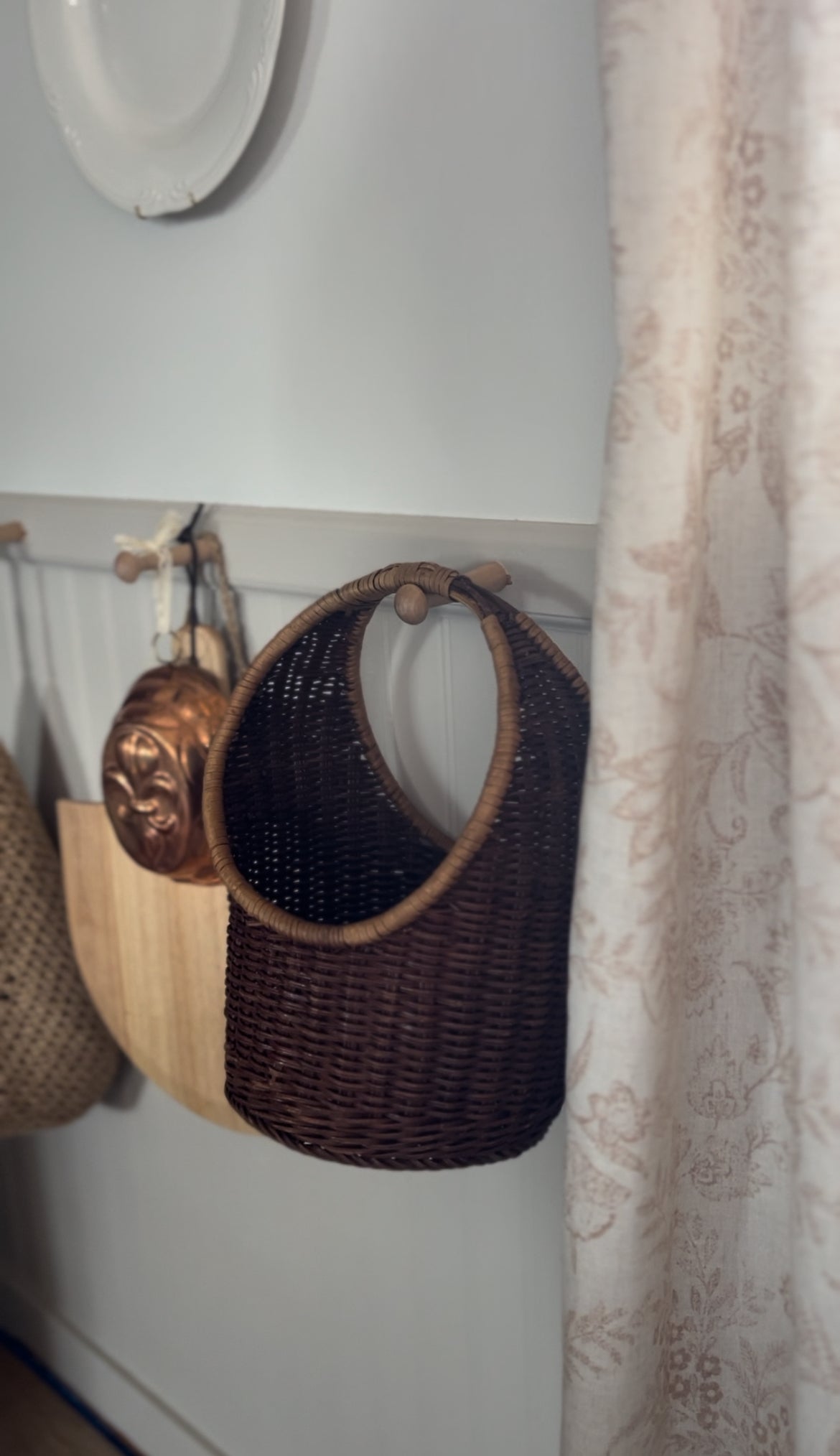 Tall Vintage Two-Toned Flower Basket (flowers not included)