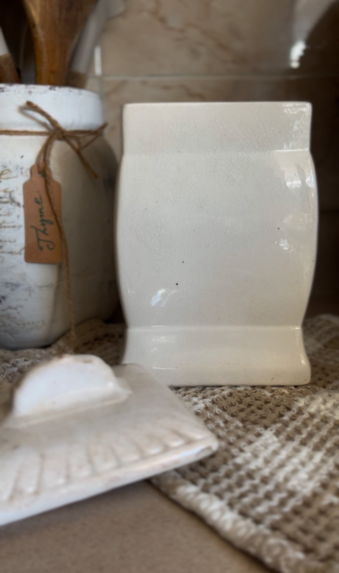 Ceramic Canister Set made in Germany (ginger sold. Rice, cloves, and cinnamon left)