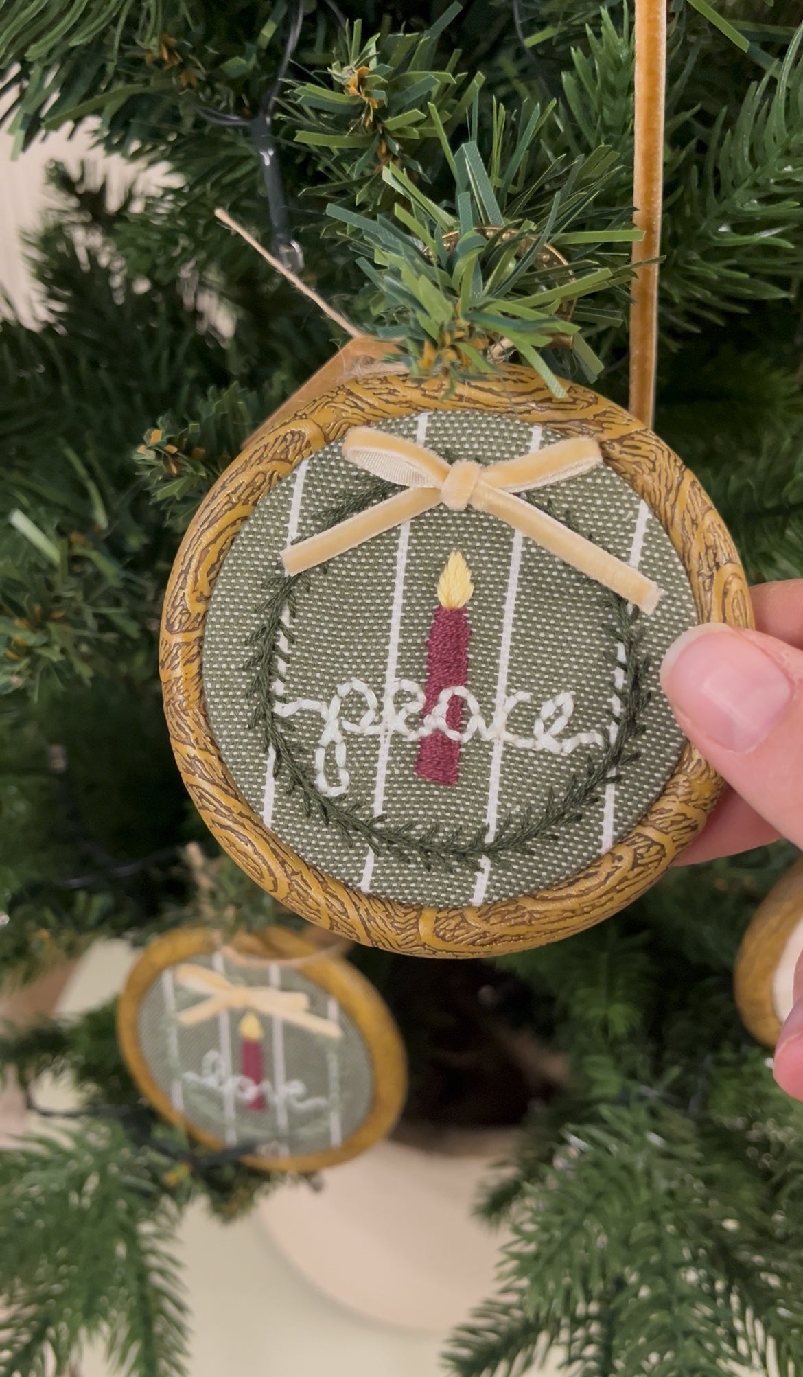 Small "Peace" Advent Candle Embroidery Ornament (*available for pre-order, see IG stories)