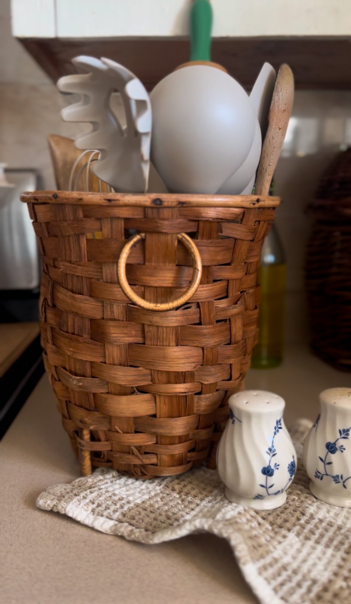Woven Footed Basket with Handles
