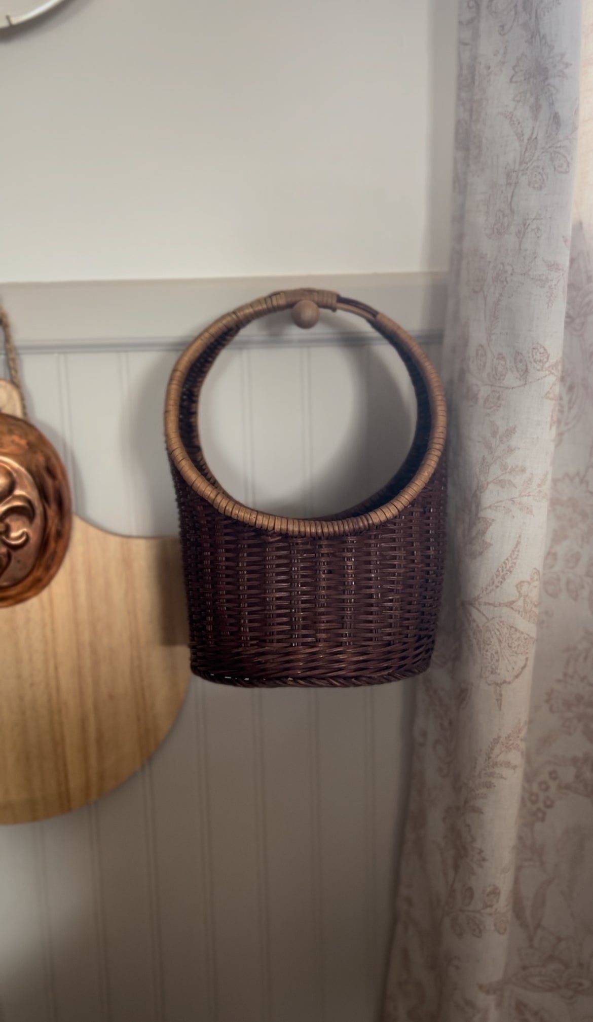 Tall Vintage Two-Toned Flower Basket (flowers not included)