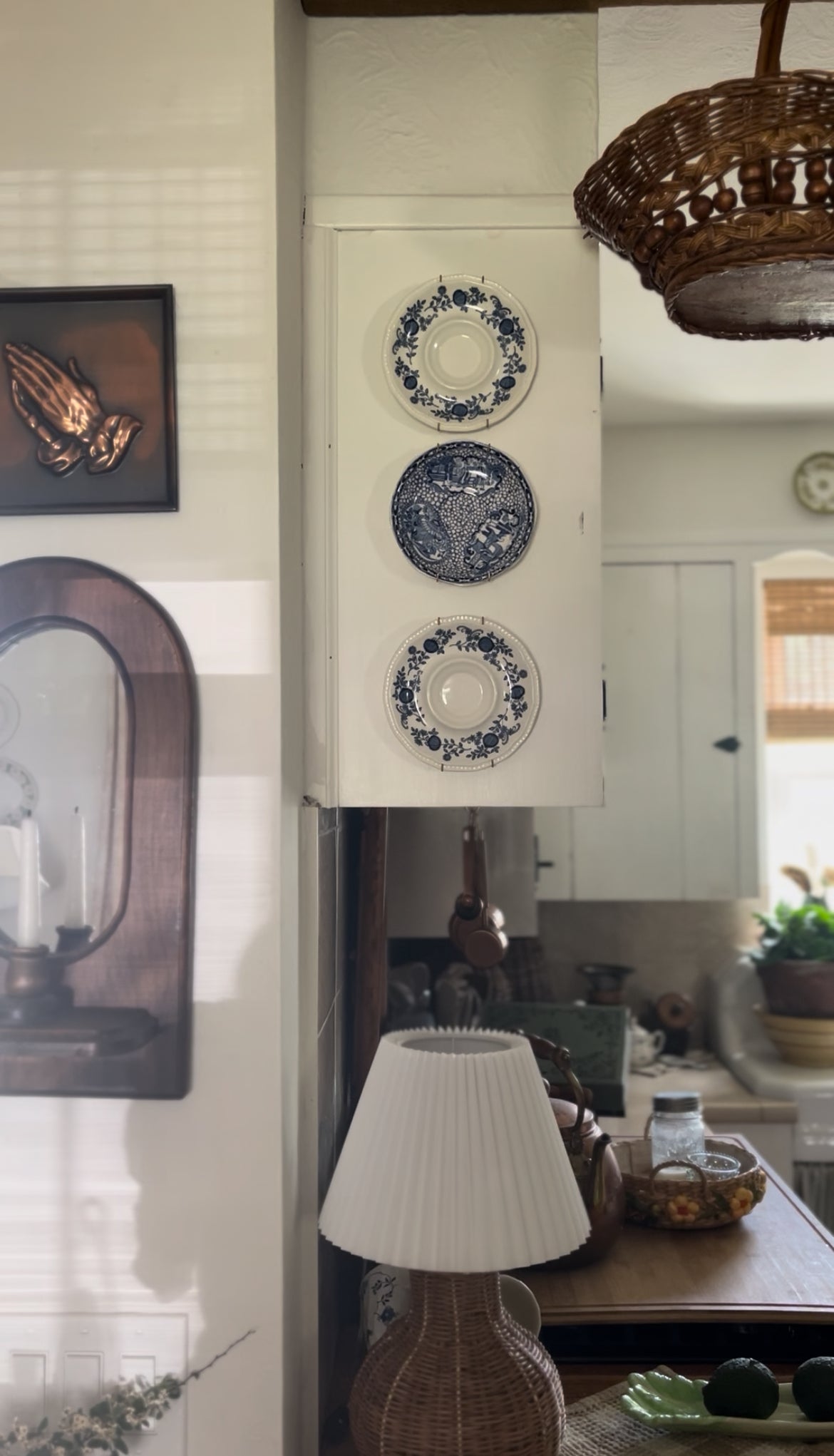 Set of 3 Blue and White Plates for Wall Hanging (hangers not included)