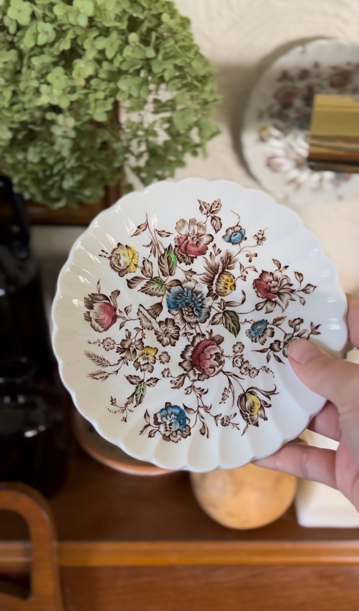 Set of 3 Staffordshire Bouquet Saucers Made in England