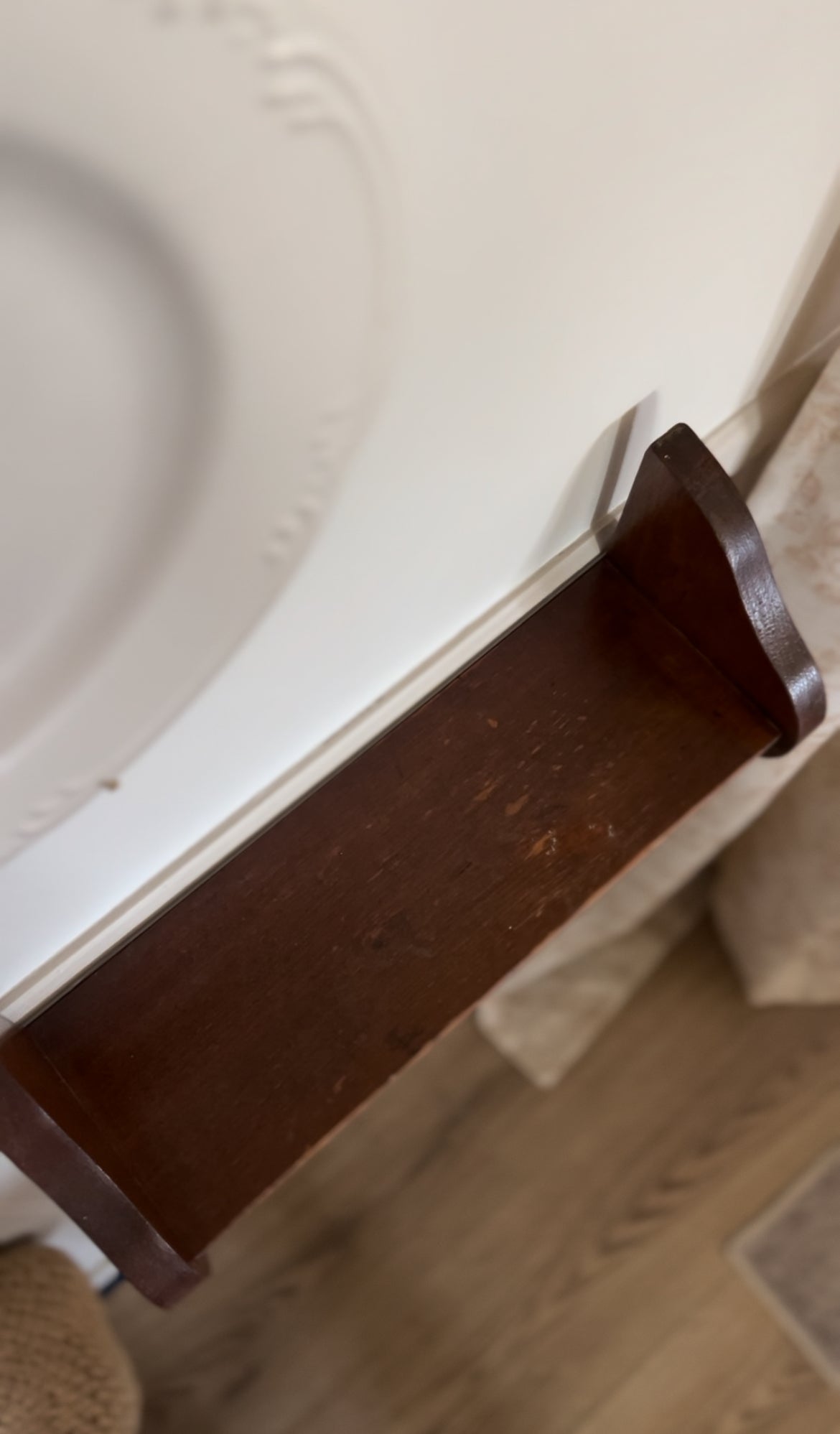 Wooden Wall Shelf with Towel Bar
