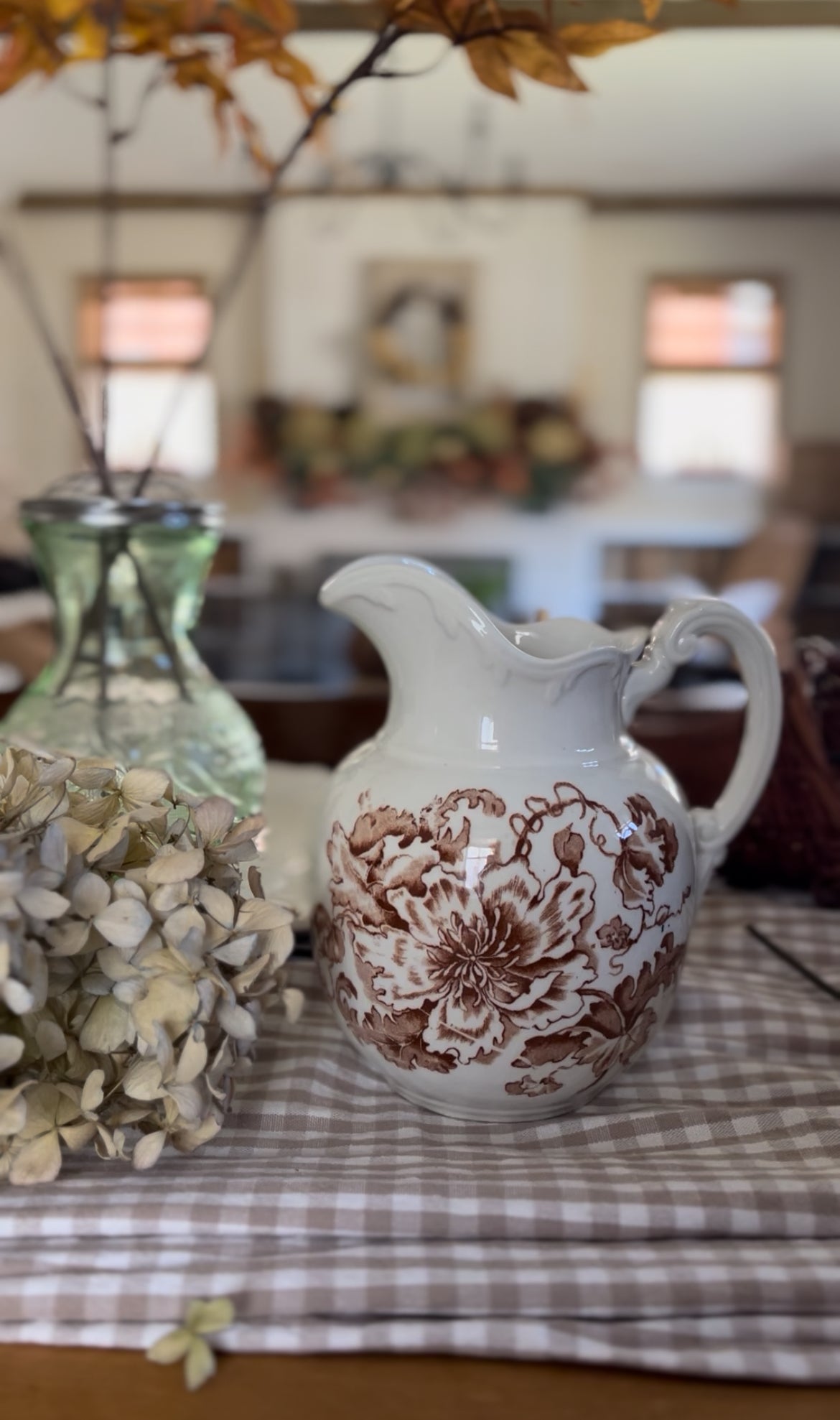 Brown Floral Pitcher