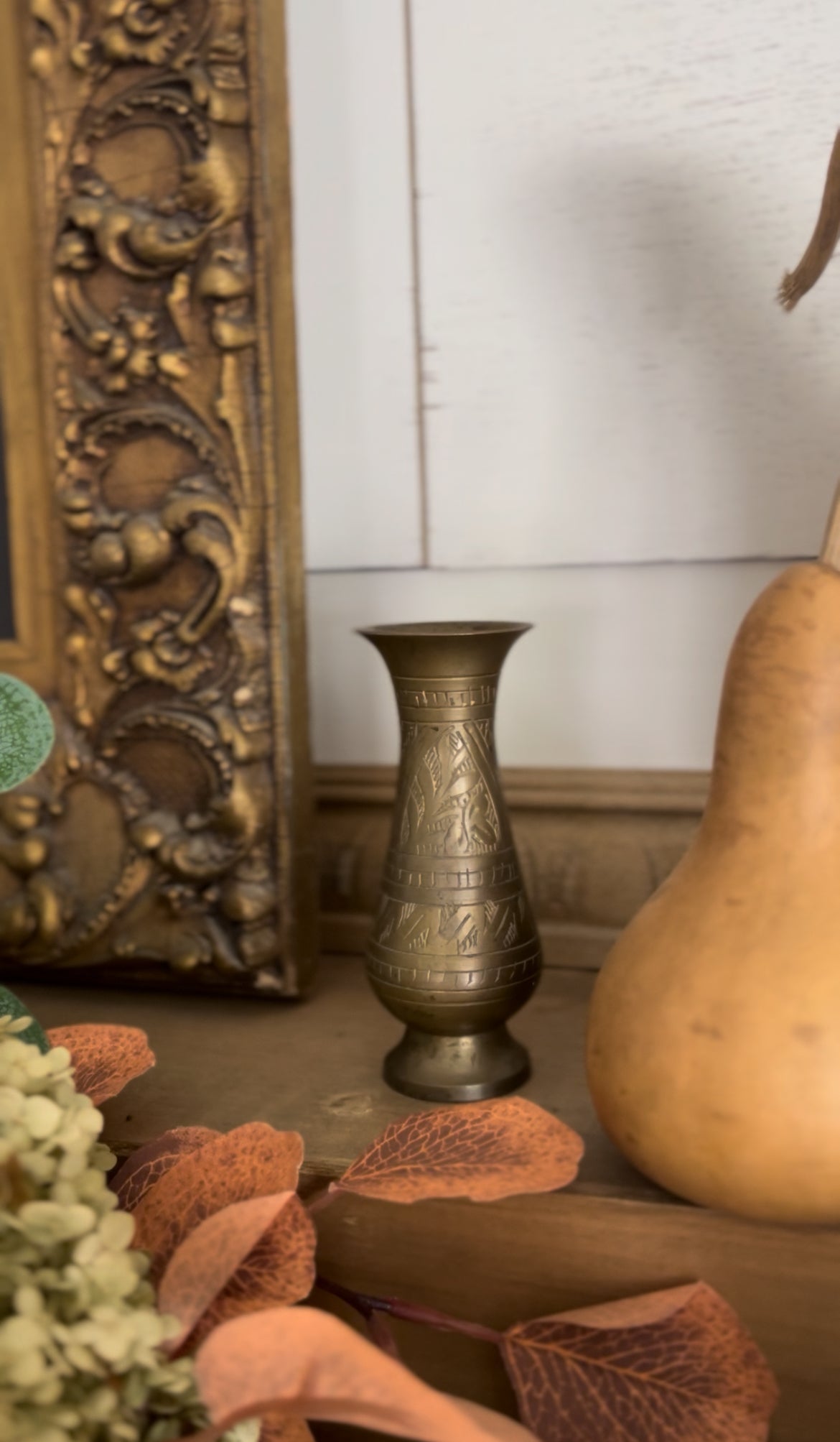 Etched Brass Vase