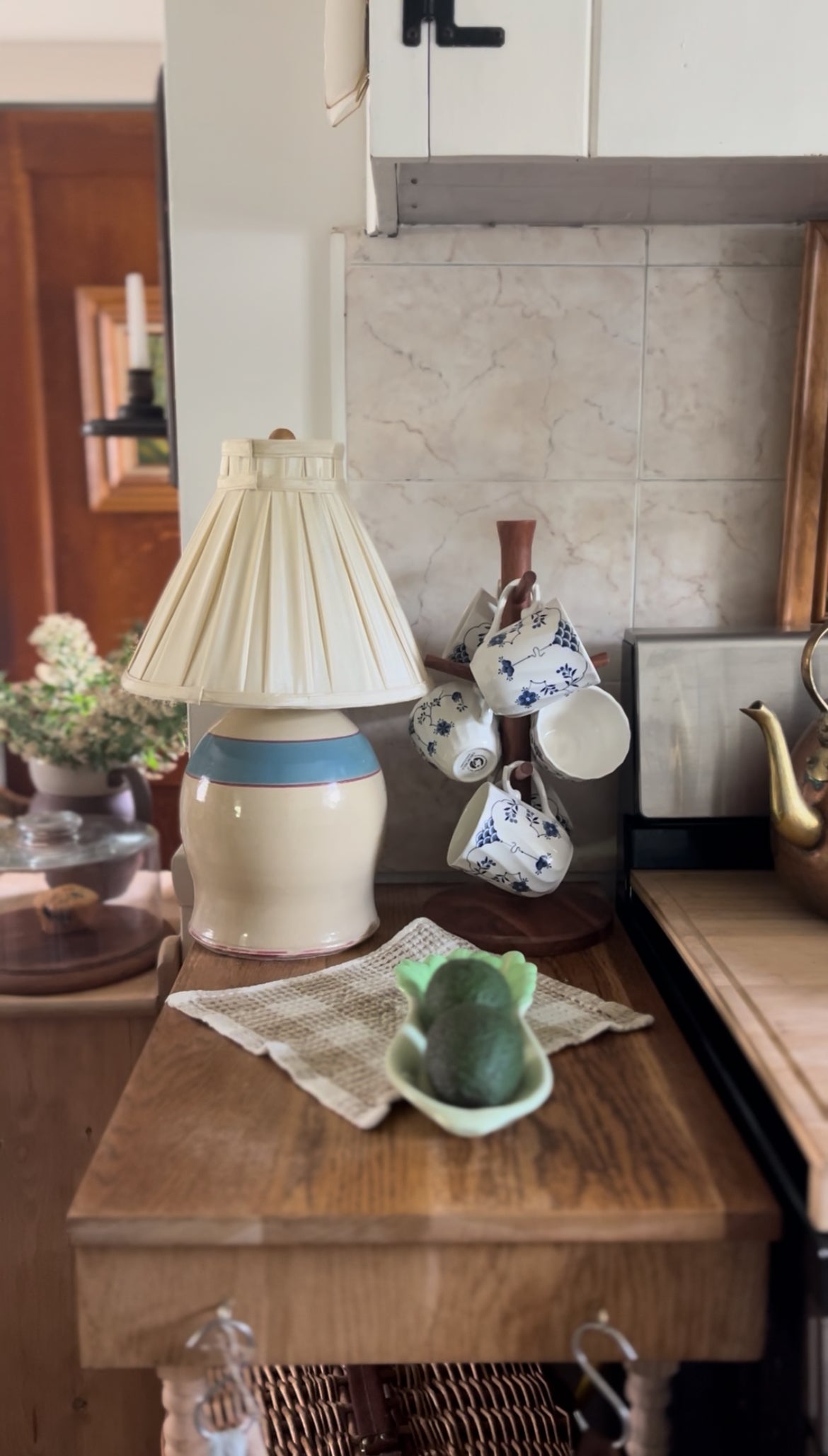 Vintage Stoneware Jug Lamp with Pleated Shade