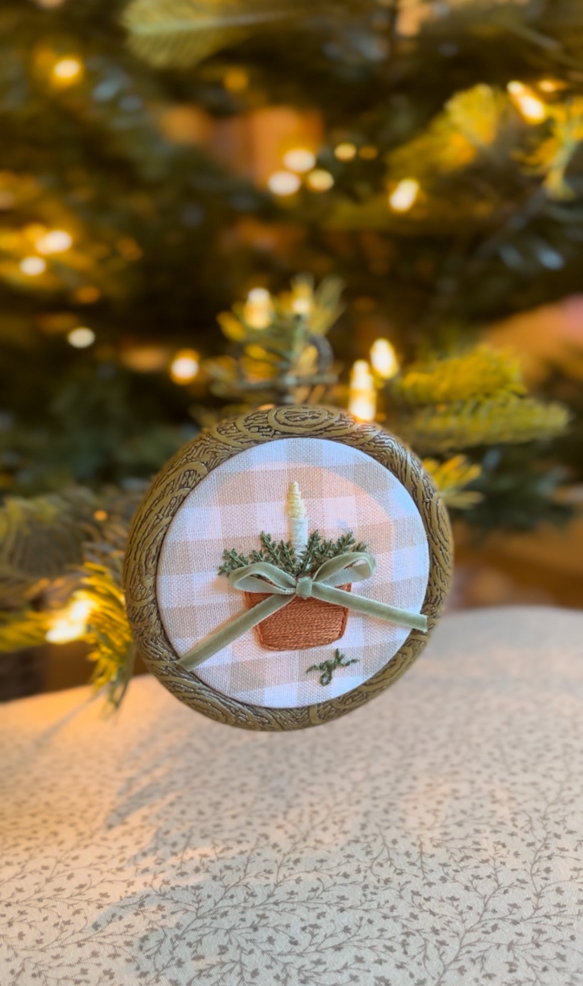 Small Terracotta Pot Candle Embroidery Ornament