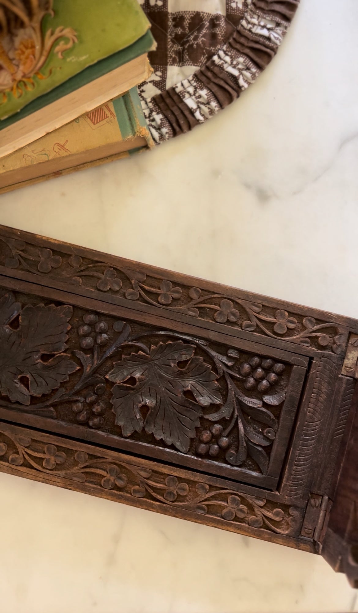 Hand Carved Wooden Folding and Expandable Book Ends