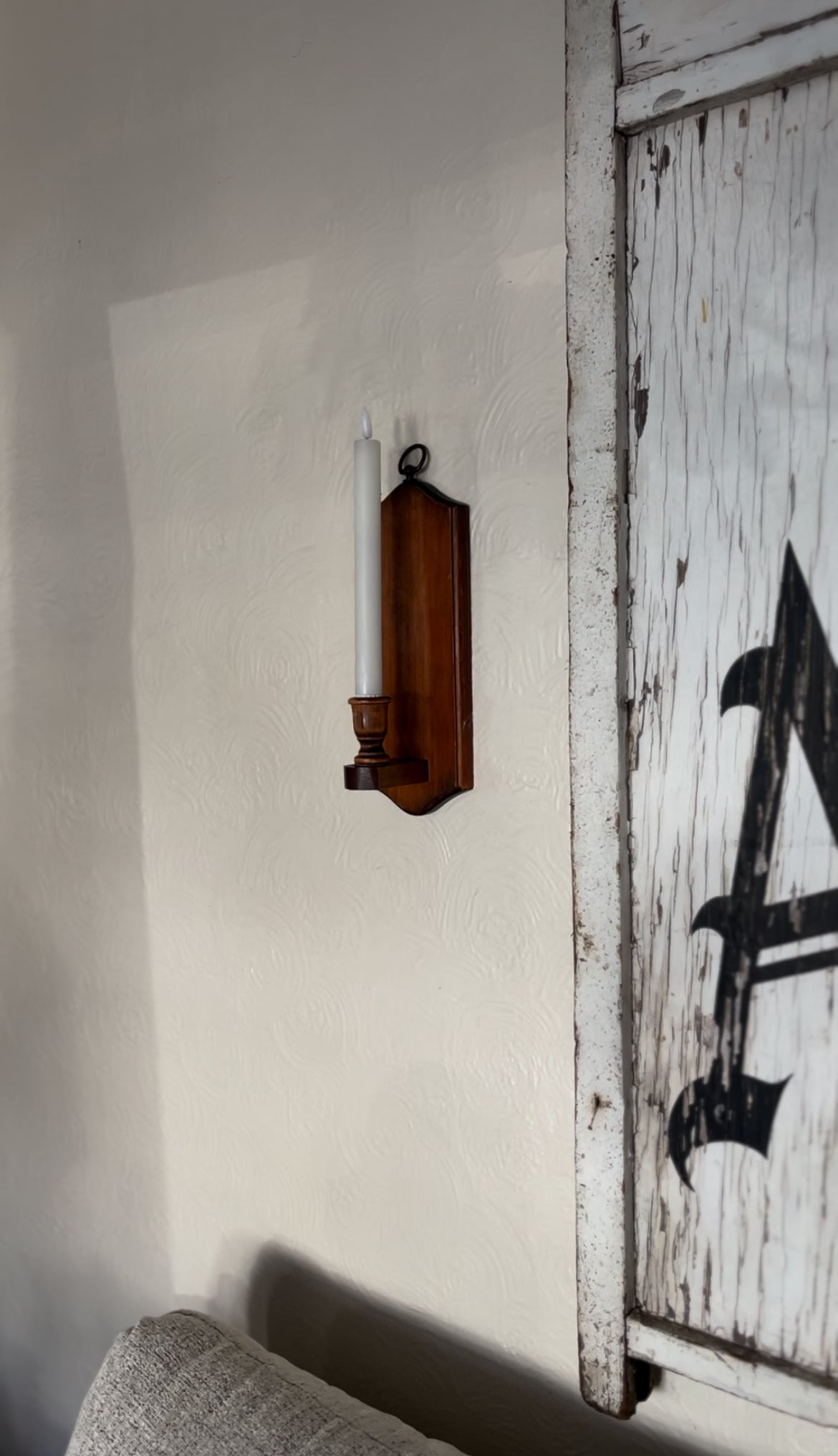 Set of Two Wooden Sconces (*candle not included)