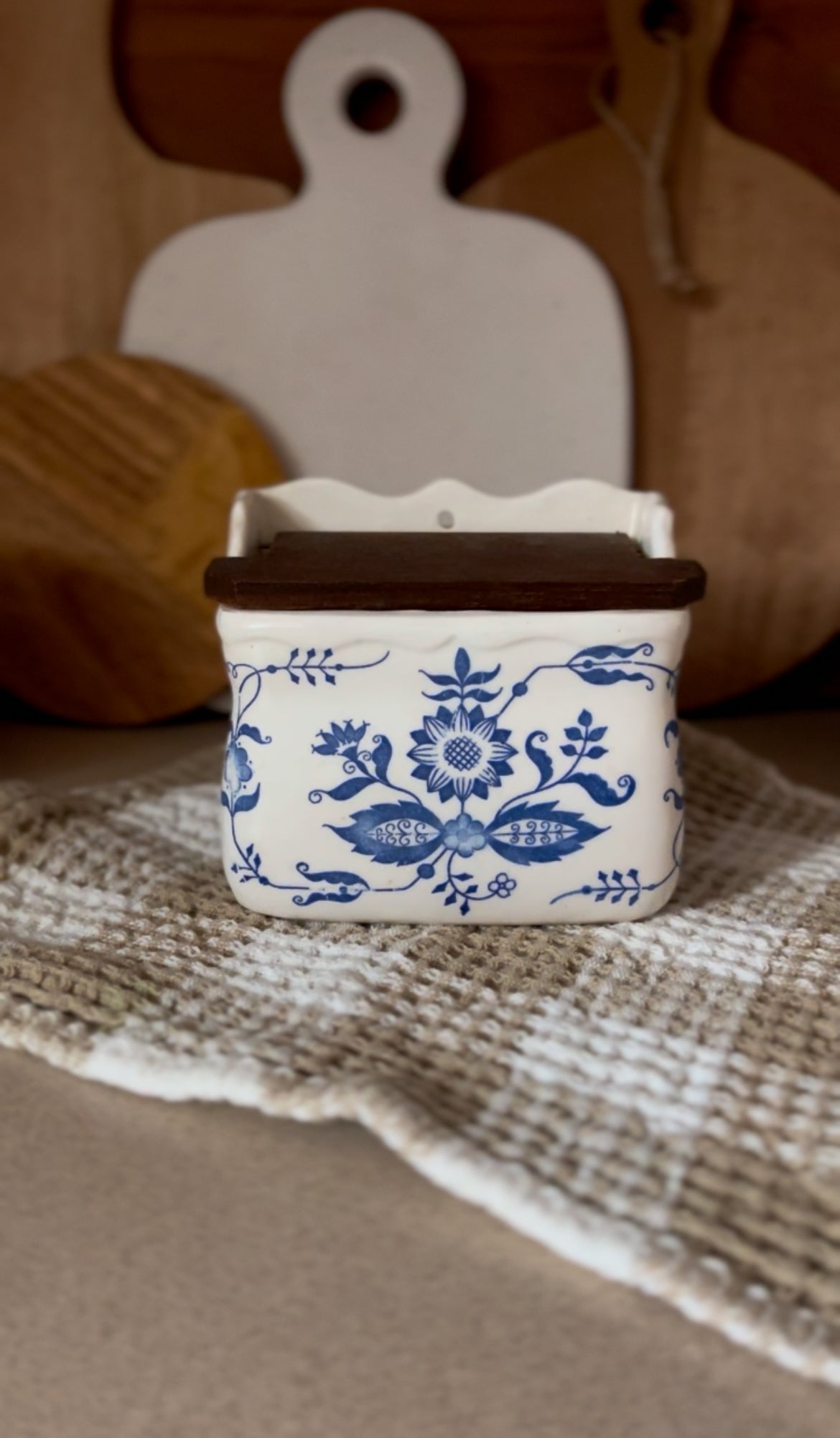 Vintage Blue Danube Wall Mount Salt Cellar Box