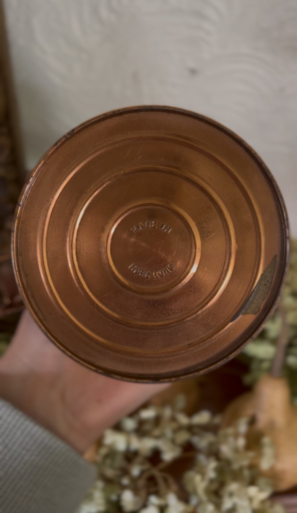 Copper Hurricane Oil Lamp Wall Hanging