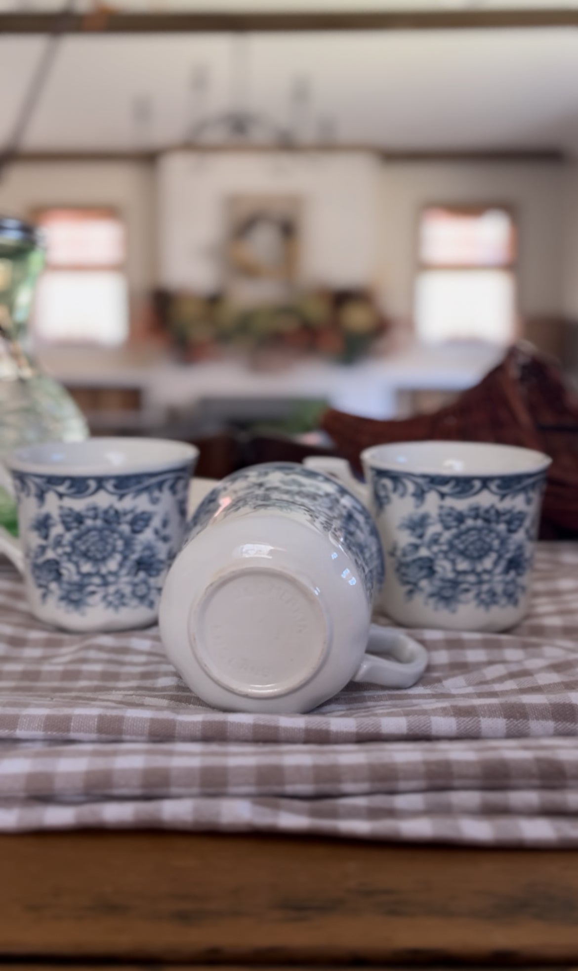 Set of 3 Blue Floral Teacups made in England