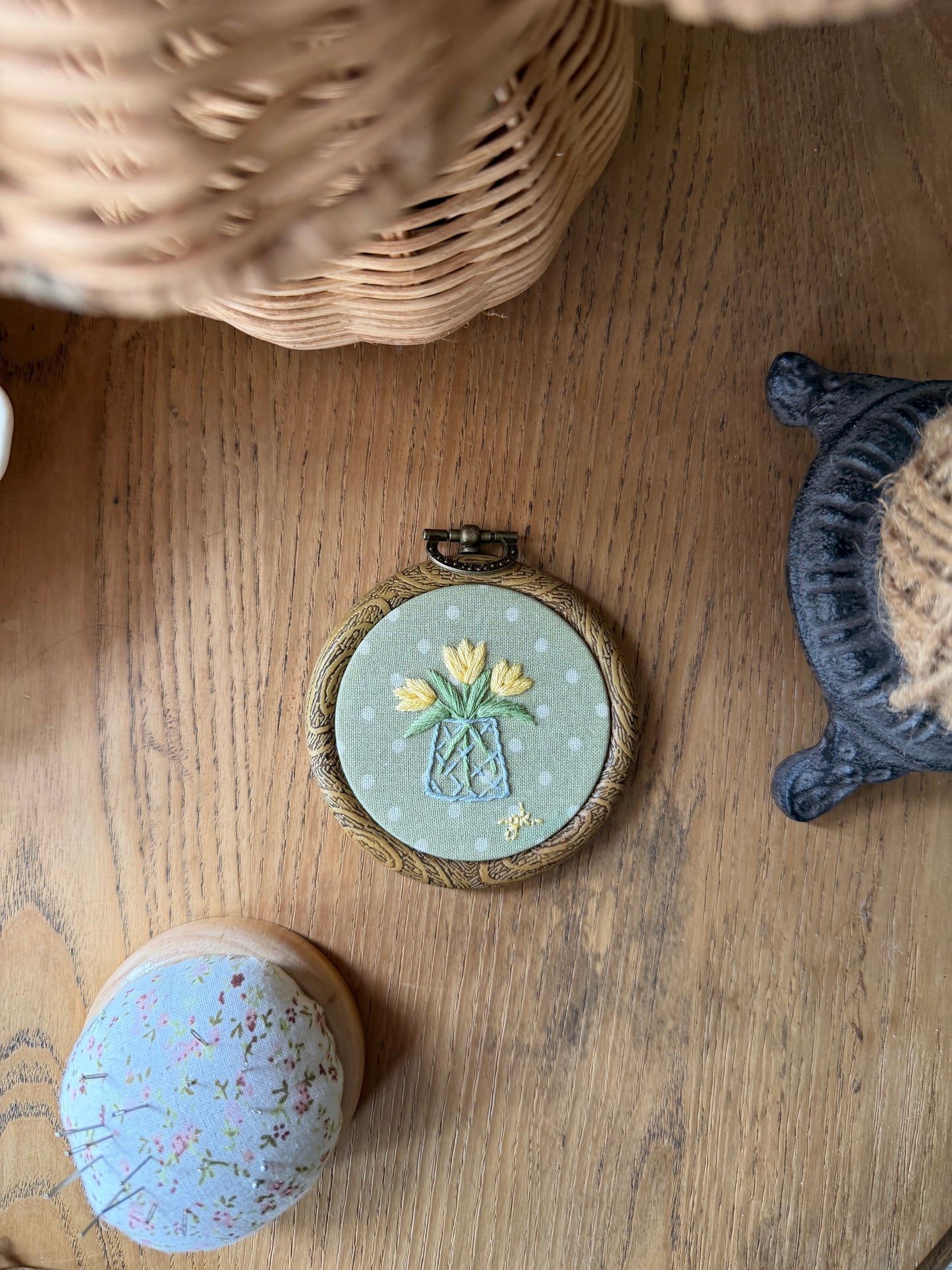Mini Yellow Tulips Embroidery Magnet