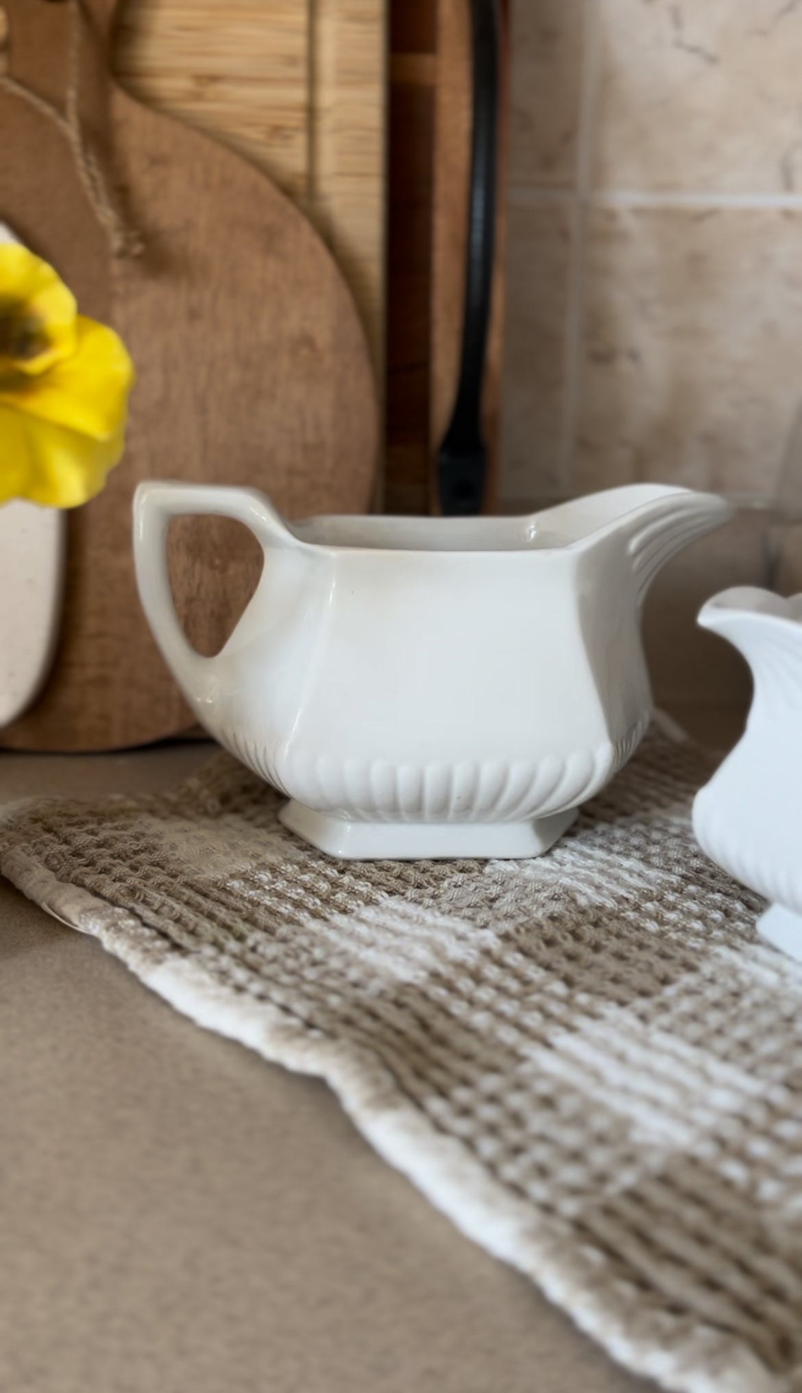 Set of Two Real English Ironstone Gravy Boats by Wm Adams & Sons, Micratex Line