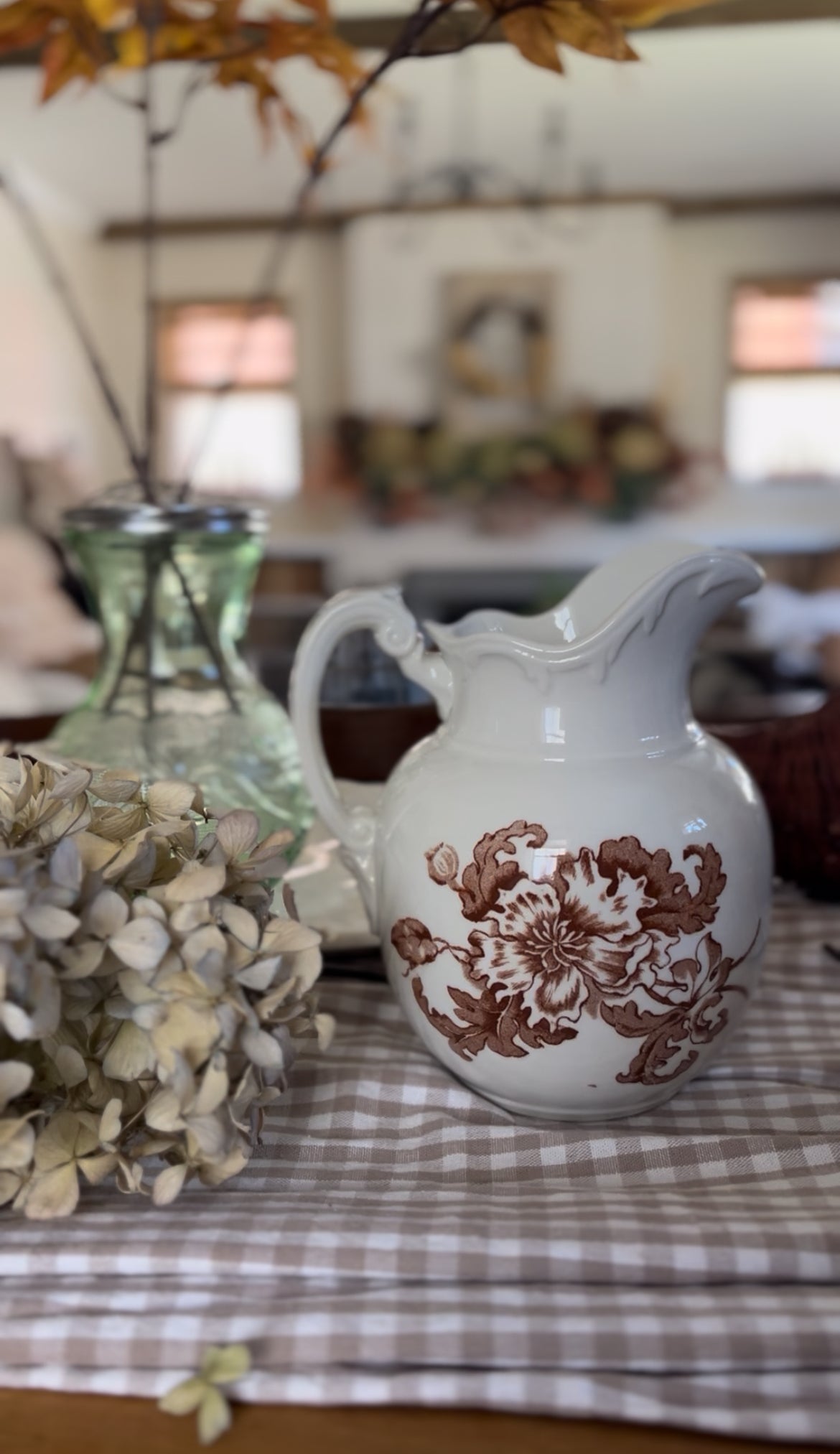 Brown Floral Pitcher
