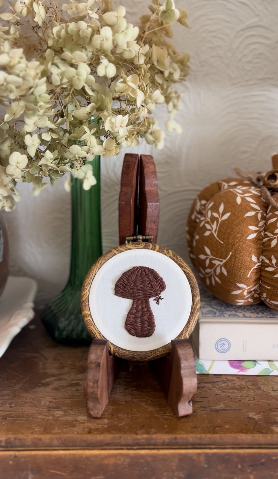 Two-Toned Wicker Mushroom Embroidery Magnet