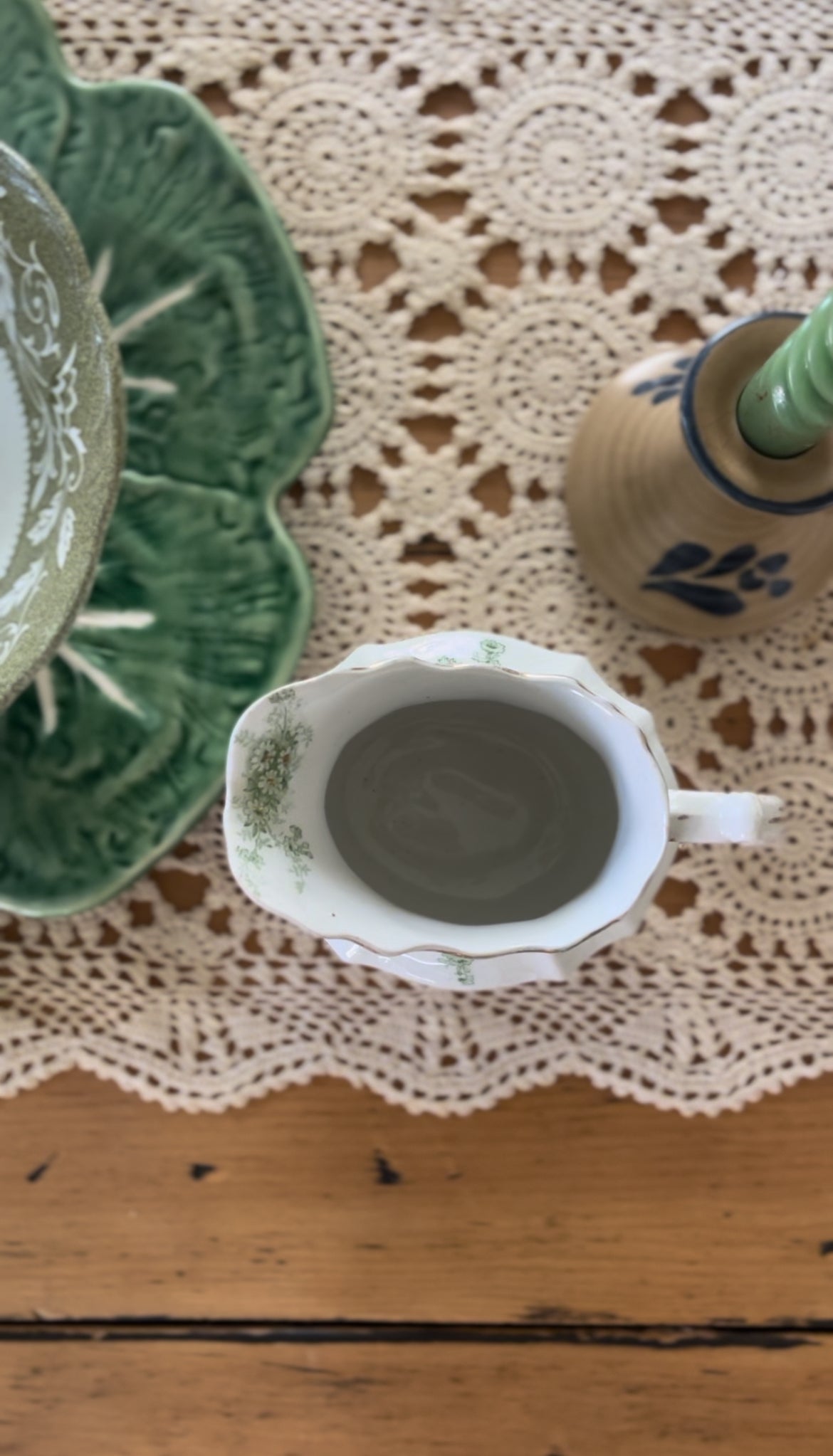 Marlborough Waterloo Potteries Green Transfer-ware Pitcher